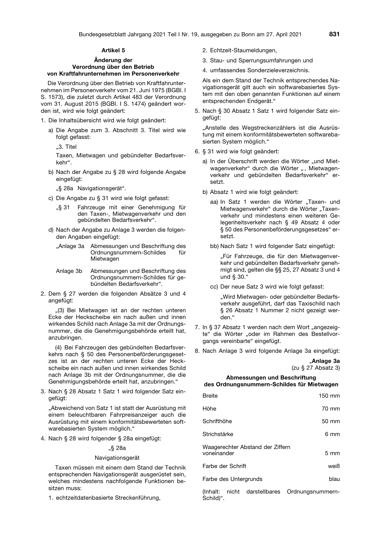 BGBl. 2021, Seite 831 — Originalseite als Abbildung