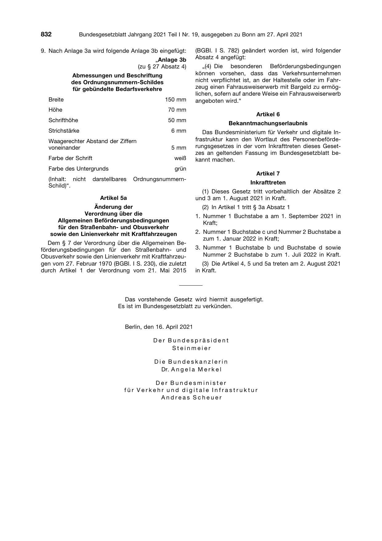 BGBl. 2021, Seite 832 — Originalseite als Abbildung