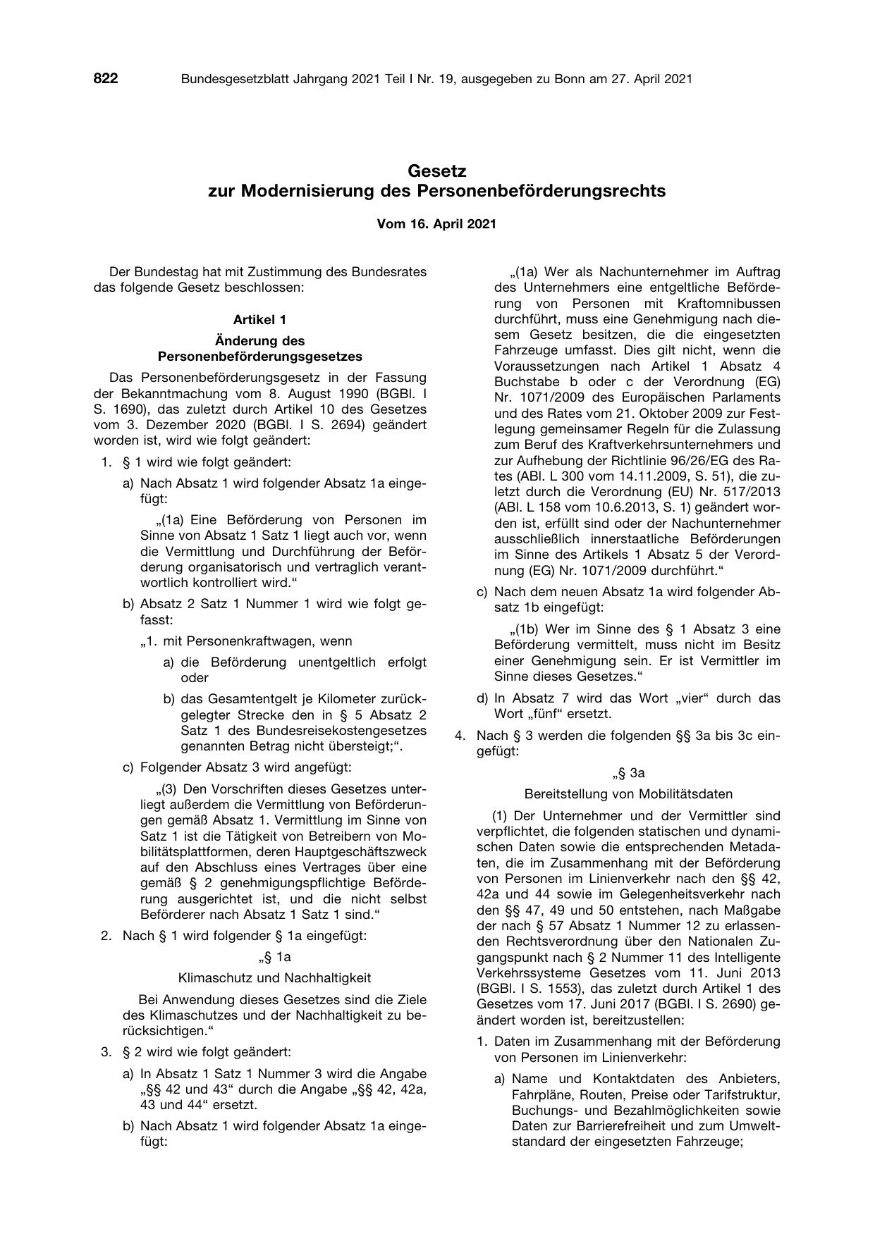 BGBl. 2021, Seite 822 — Originalseite als Abbildung