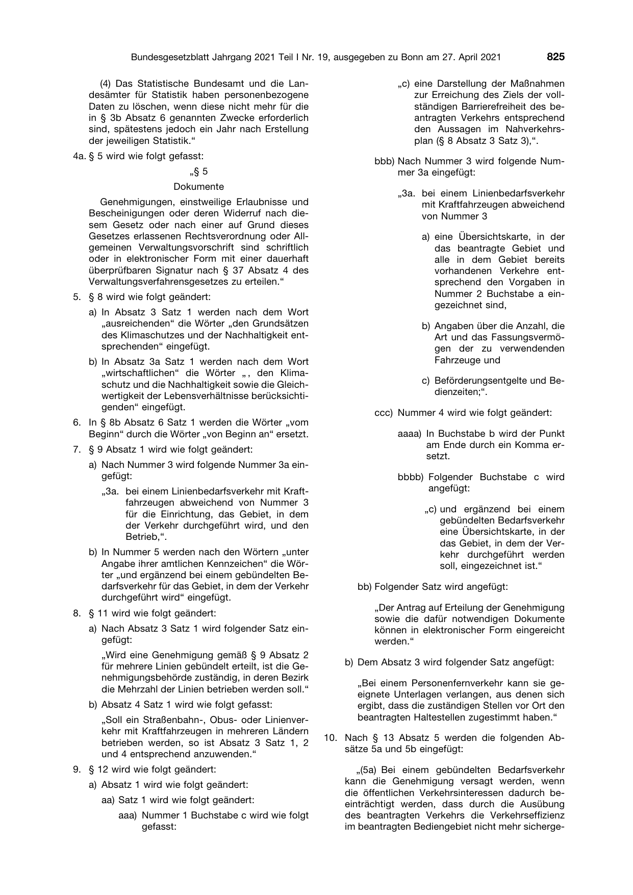 BGBl. 2021, Seite 825 — Originalseite als Abbildung