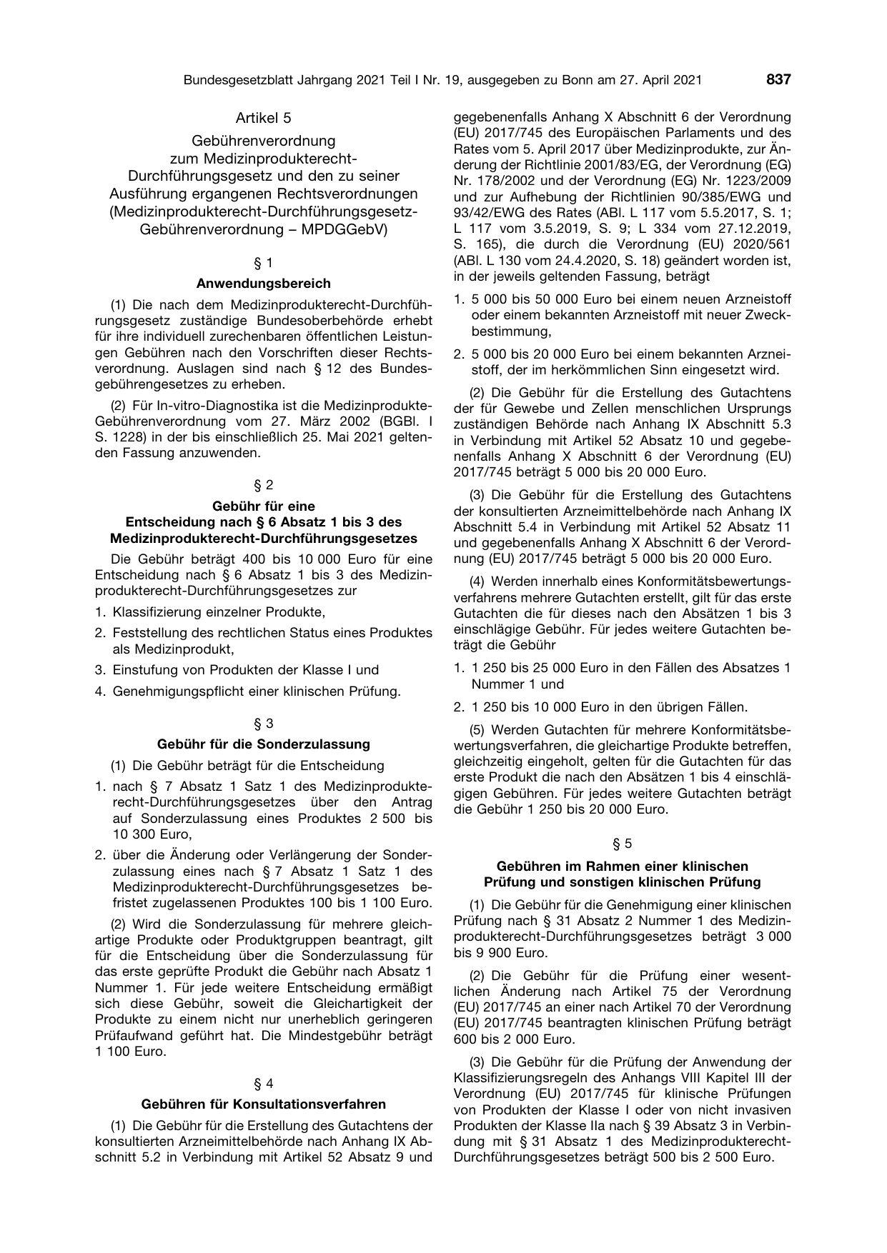 BGBl. 2021, Seite 837 — Originalseite als Abbildung