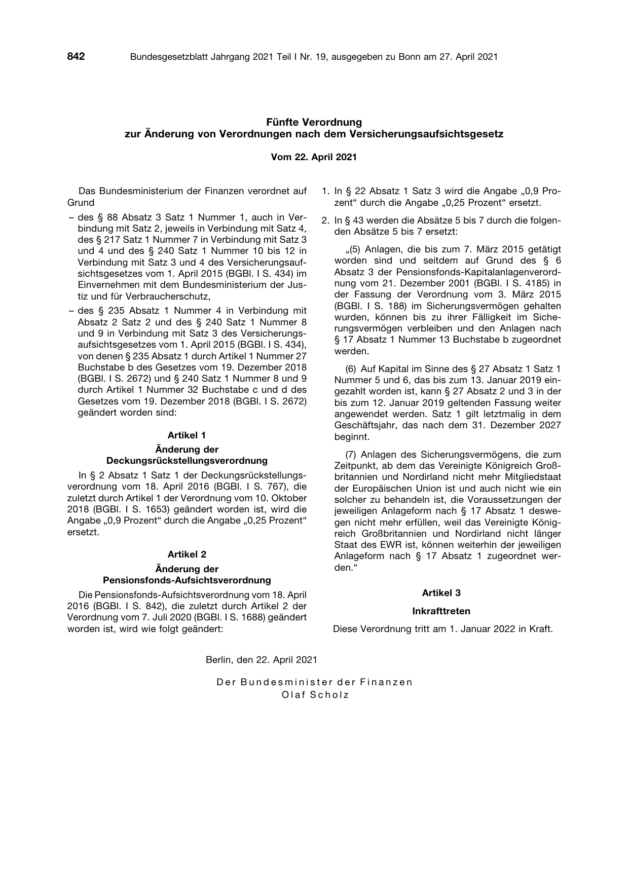 BGBl. 2021, Seite 842 — Originalseite als Abbildung