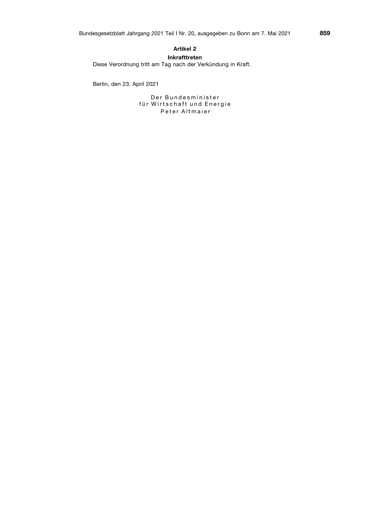 BGBl. 2021, Seite 859 — Originalseite als Abbildung