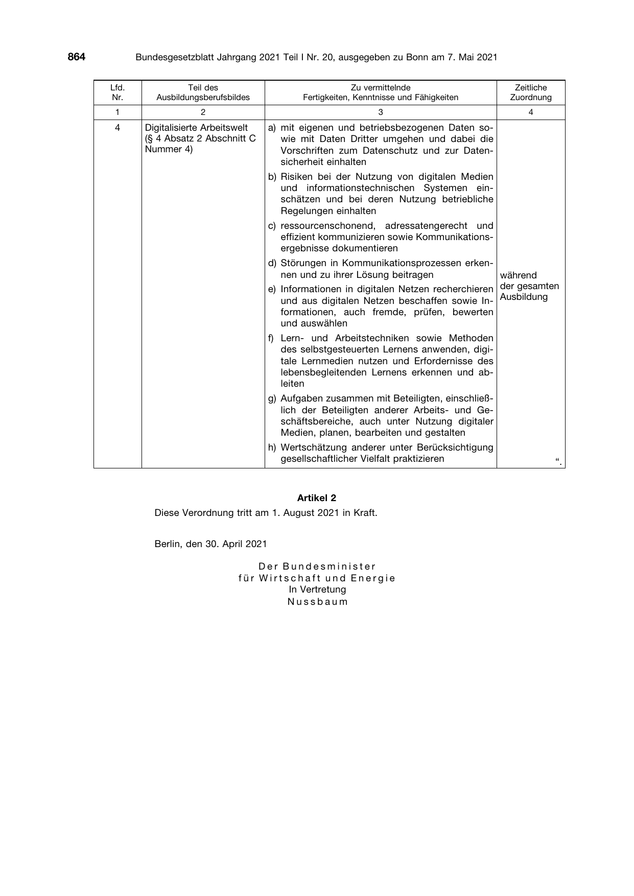BGBl. 2021, Seite 864 — Originalseite als Abbildung