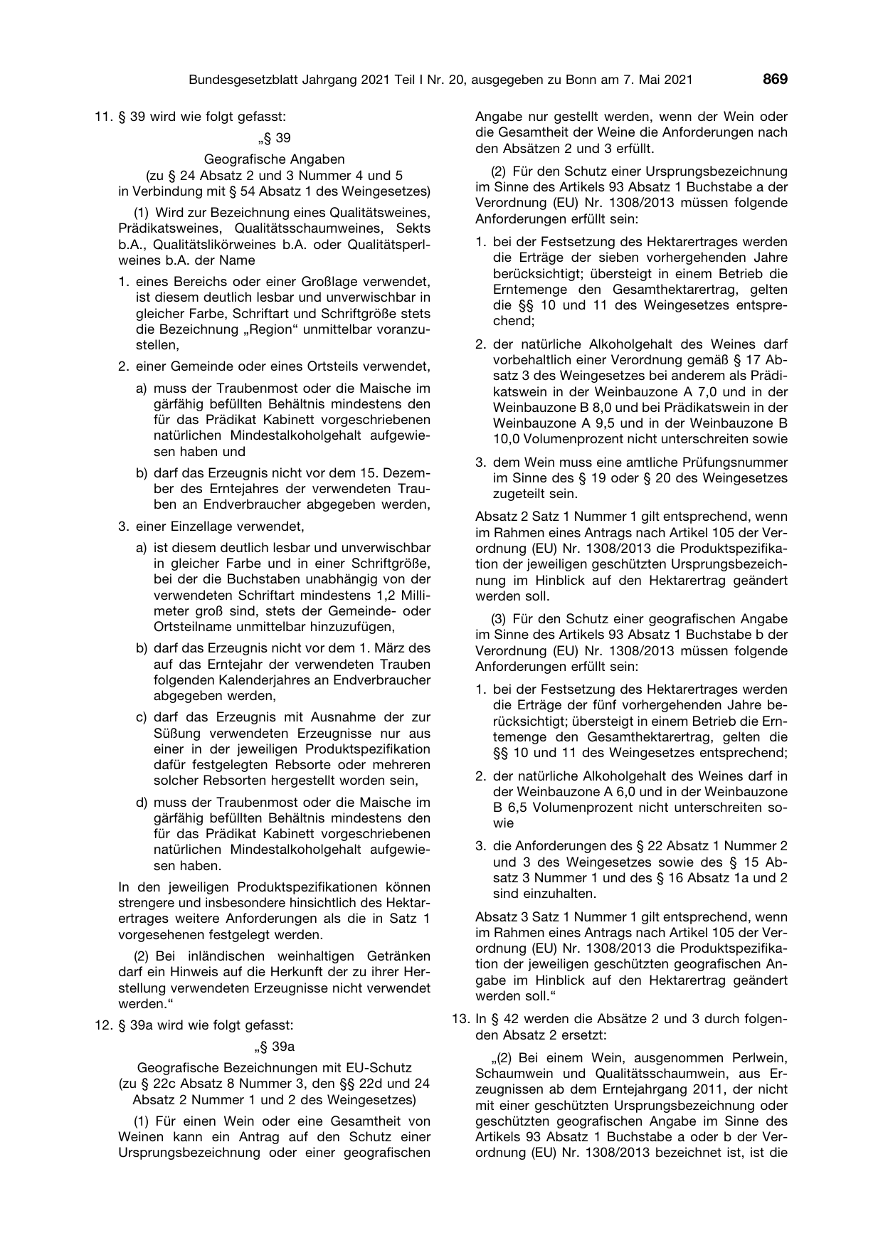 BGBl. 2021, Seite 869 — Originalseite als Abbildung