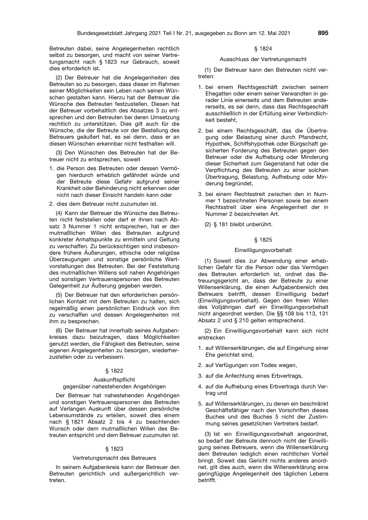 BGBl. 2021, Seite 895 — Originalseite als Abbildung