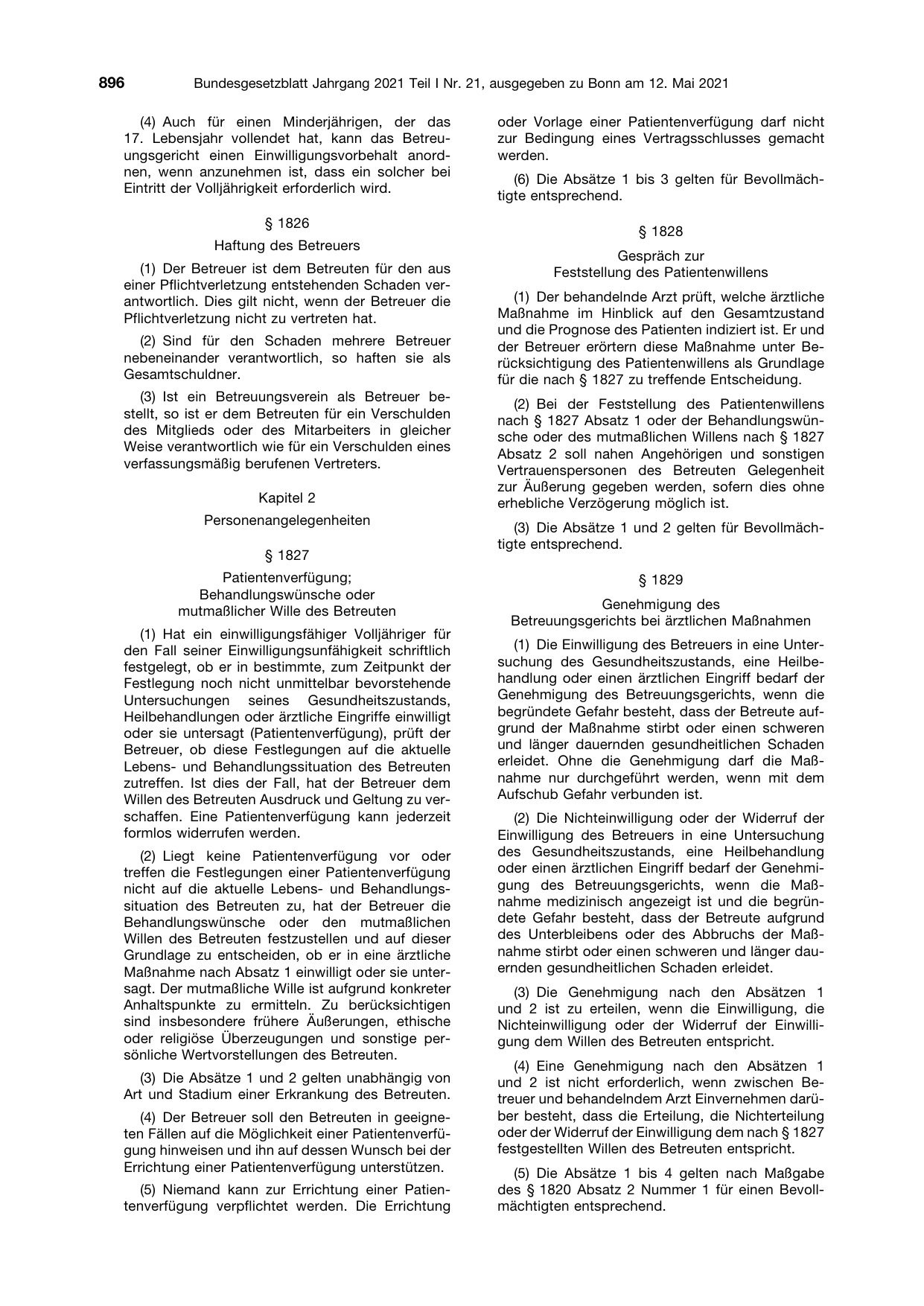 BGBl. 2021, Seite 896 — Originalseite als Abbildung