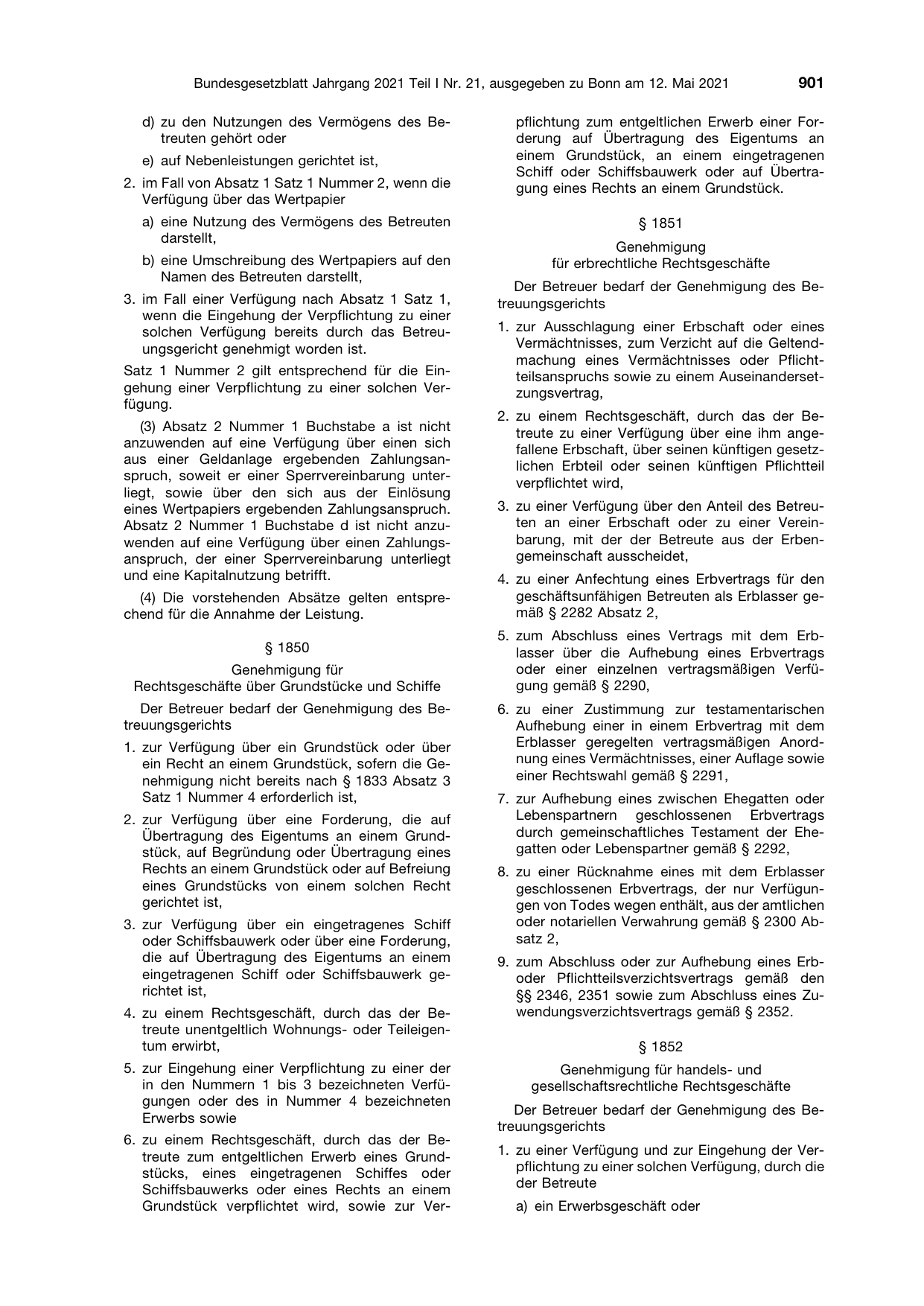 BGBl. 2021, Seite 901 — Originalseite als Abbildung