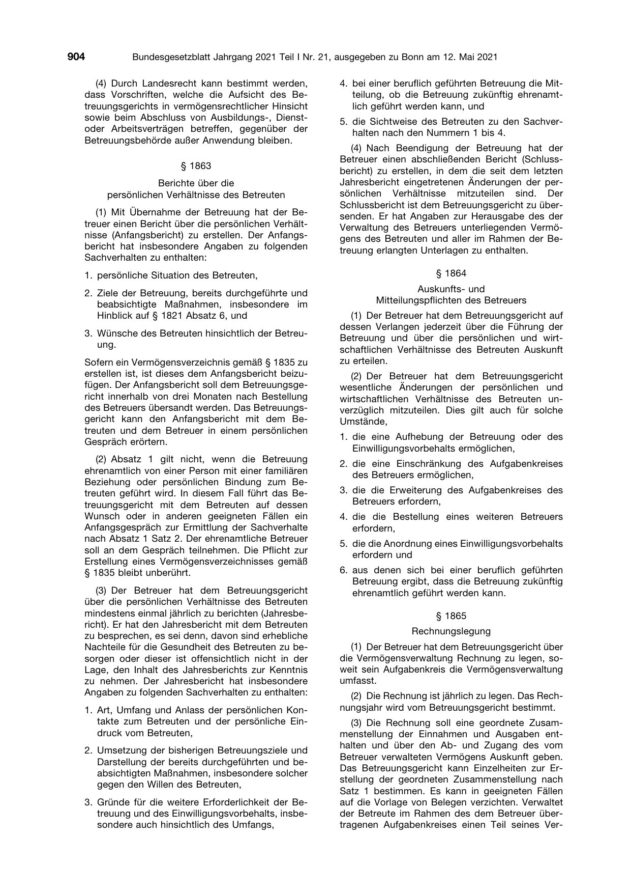 BGBl. 2021, Seite 904 — Originalseite als Abbildung