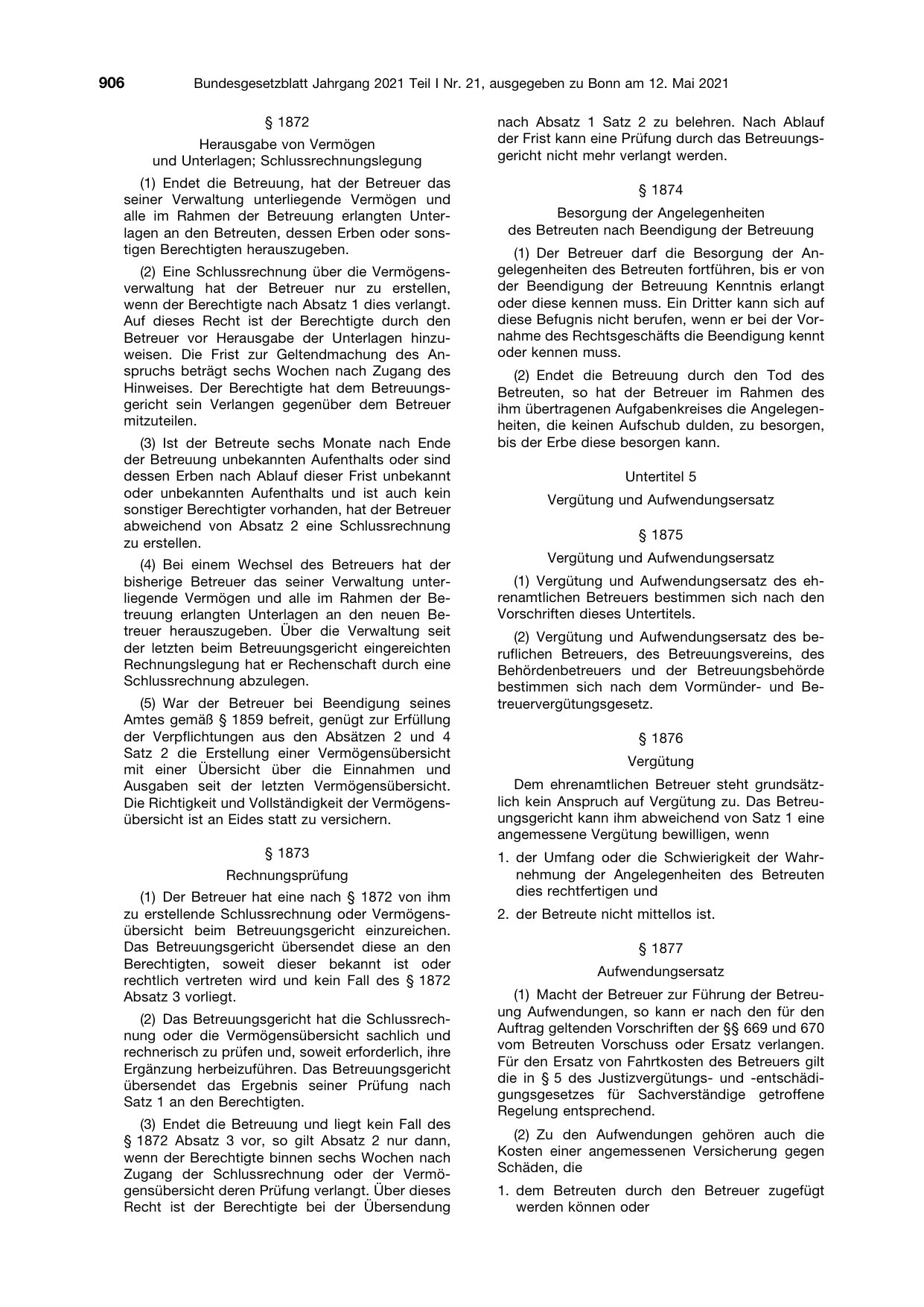 BGBl. 2021, Seite 906 — Originalseite als Abbildung