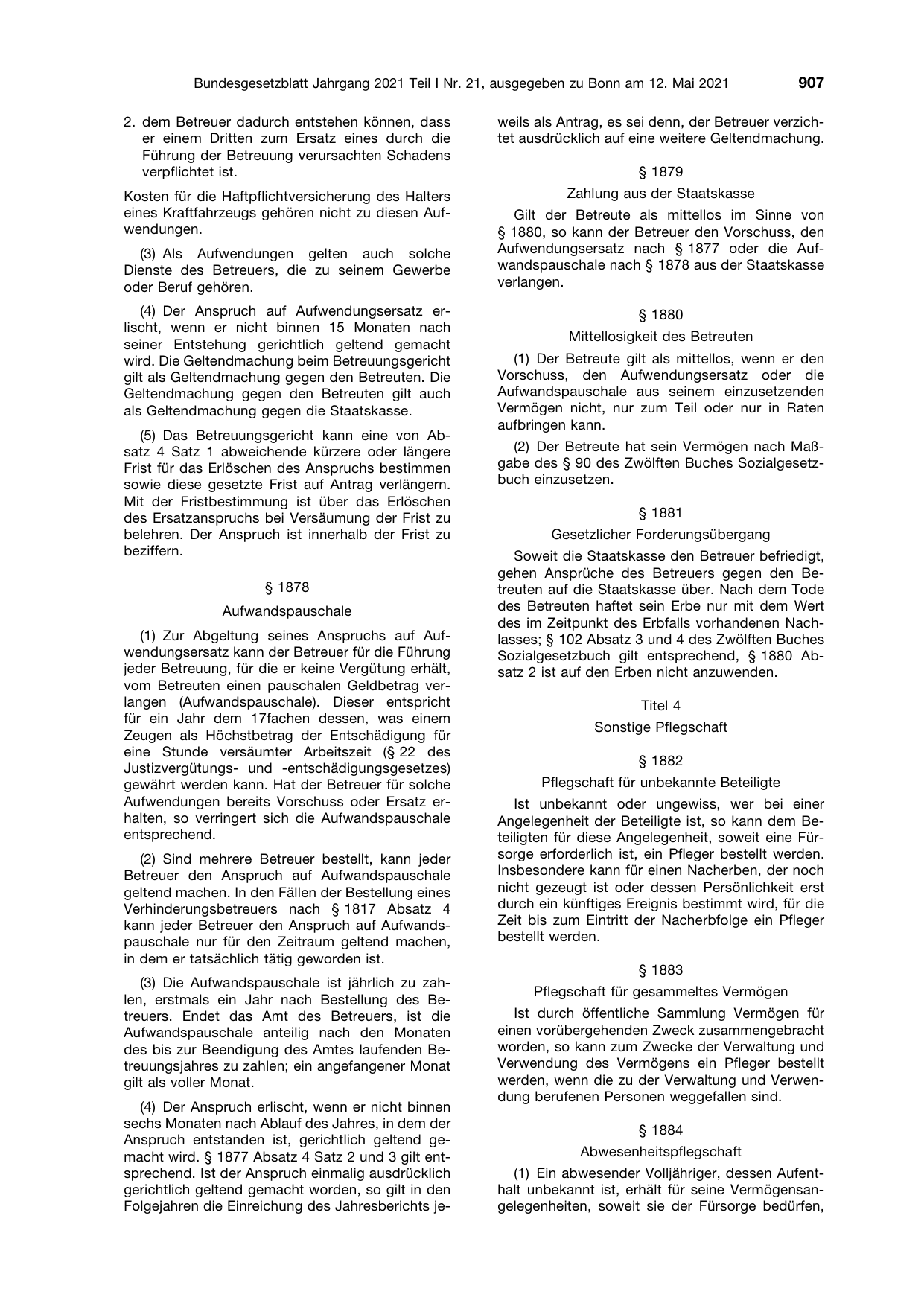 BGBl. 2021, Seite 907 — Originalseite als Abbildung