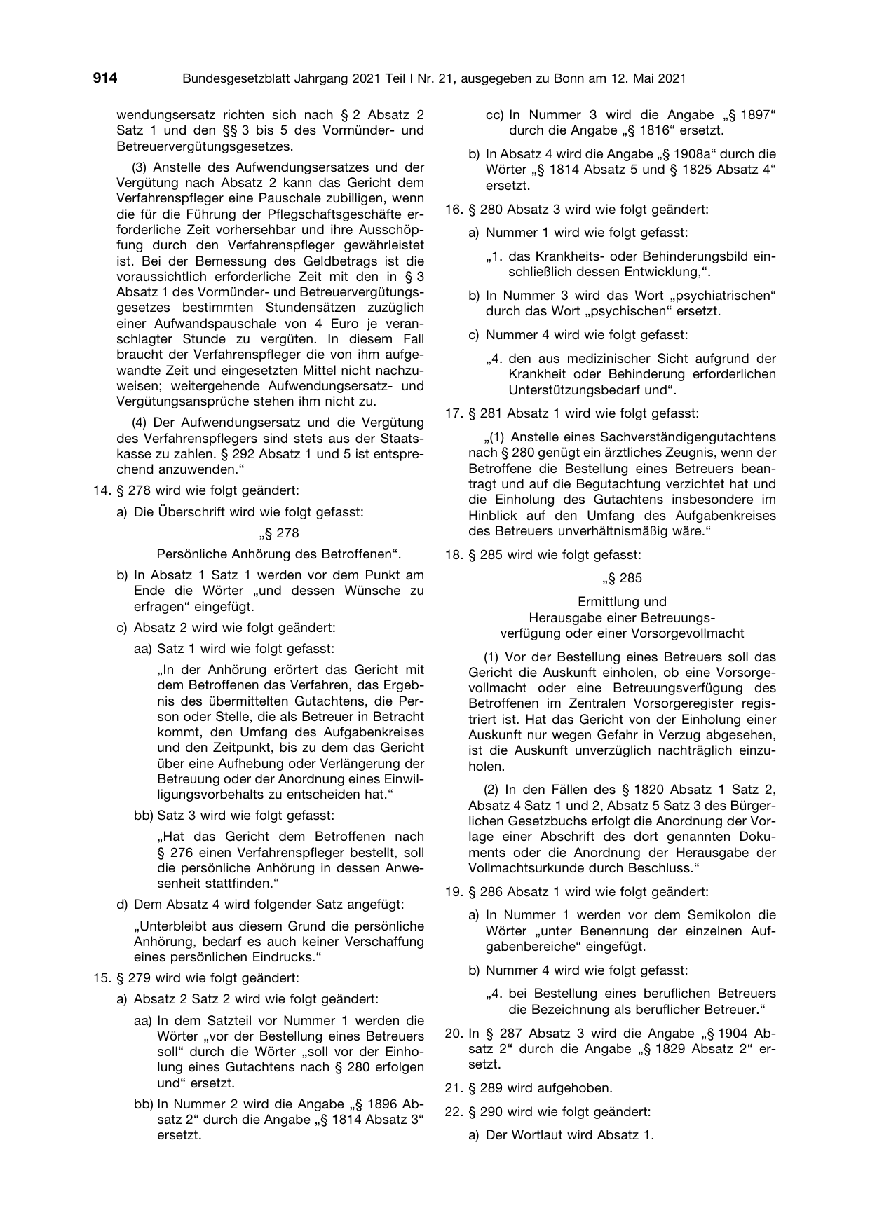 BGBl. 2021, Seite 914 — Originalseite als Abbildung