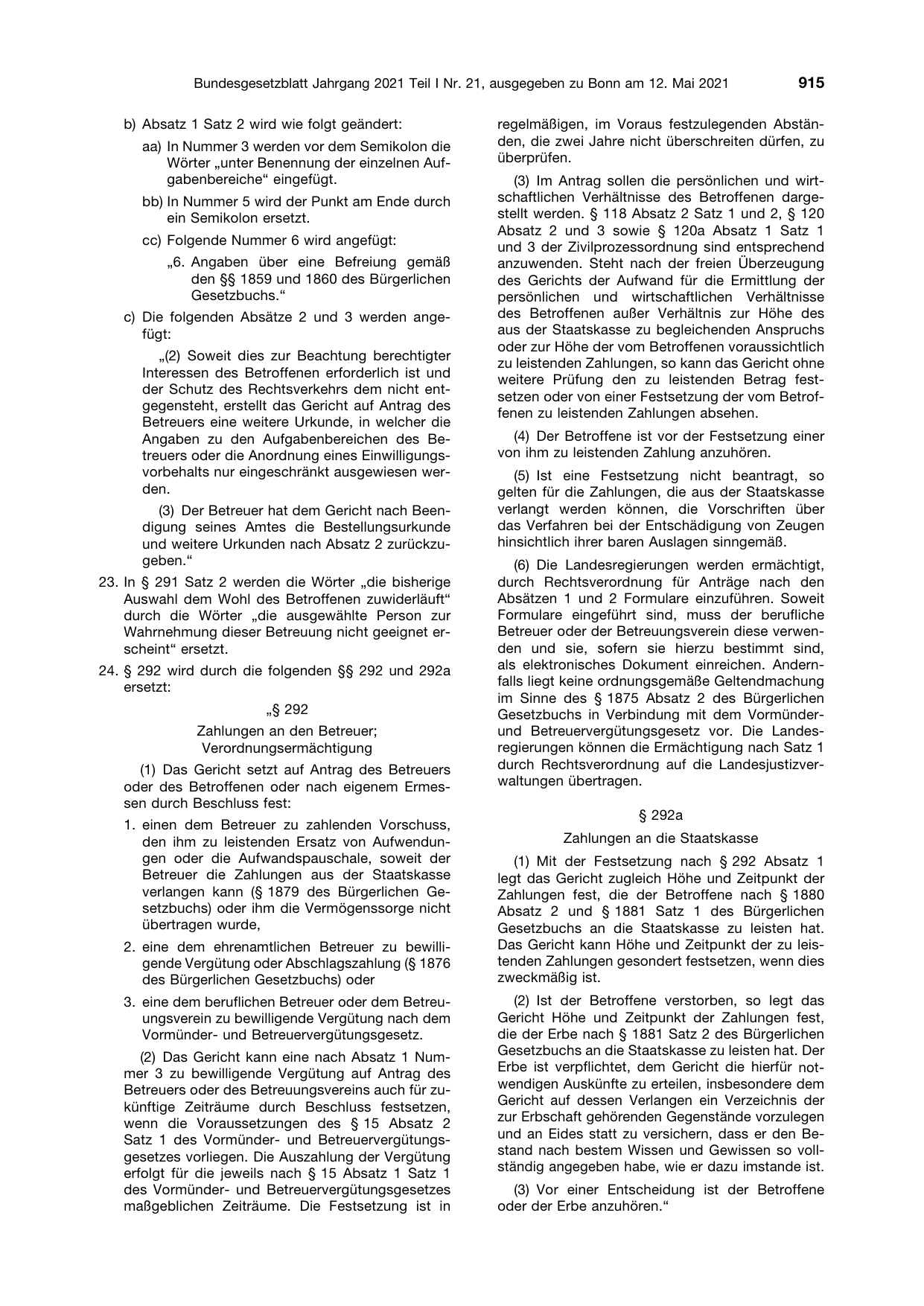 BGBl. 2021, Seite 915 — Originalseite als Abbildung