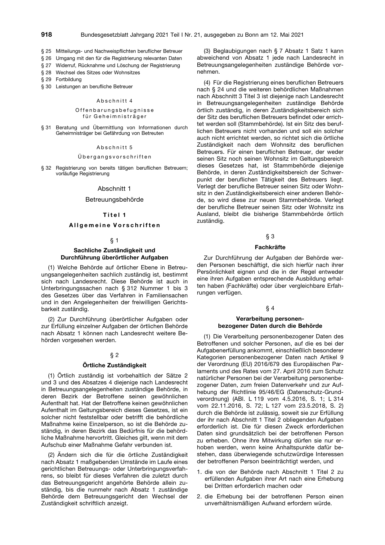 BGBl. 2021, Seite 918 — Originalseite als Abbildung