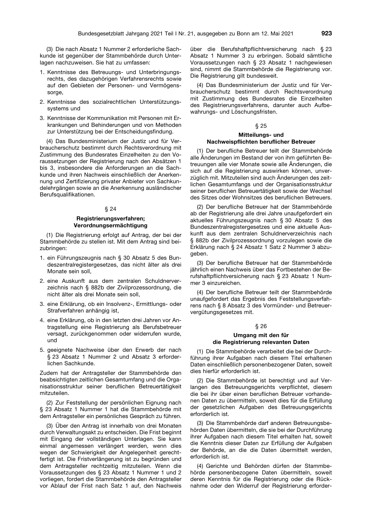 BGBl. 2021, Seite 923 — Originalseite als Abbildung