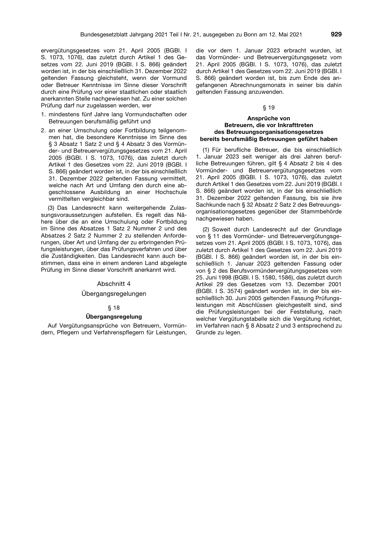 BGBl. 2021, Seite 929 — Originalseite als Abbildung