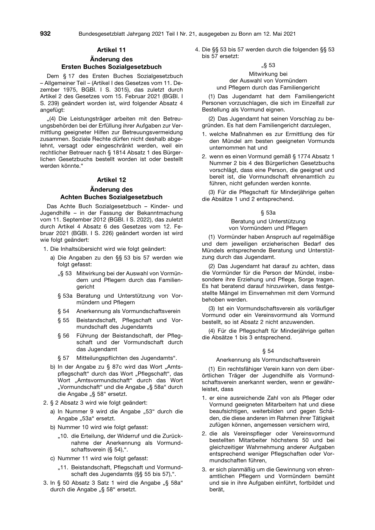BGBl. 2021, Seite 932 — Originalseite als Abbildung