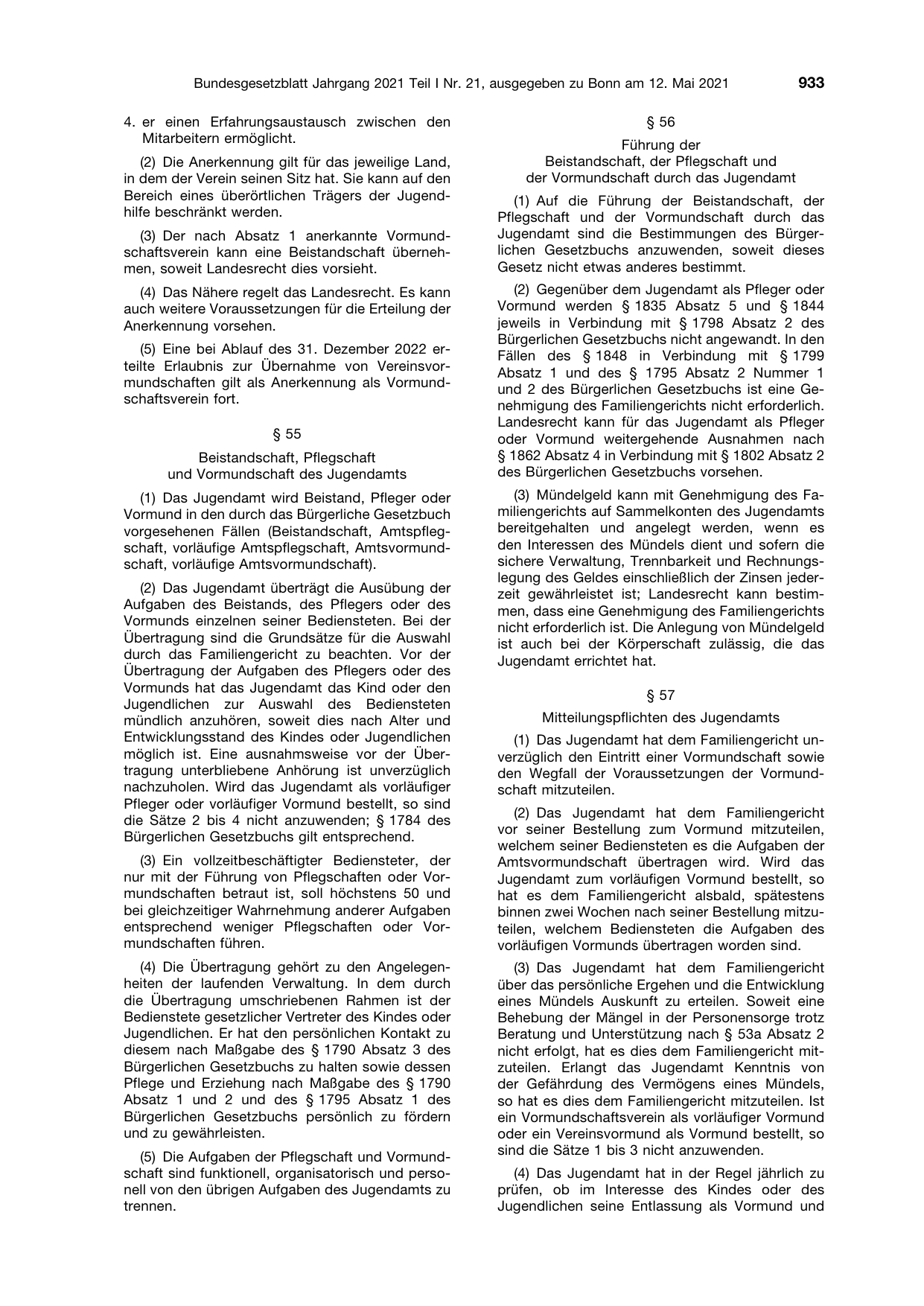 BGBl. 2021, Seite 933 — Originalseite als Abbildung