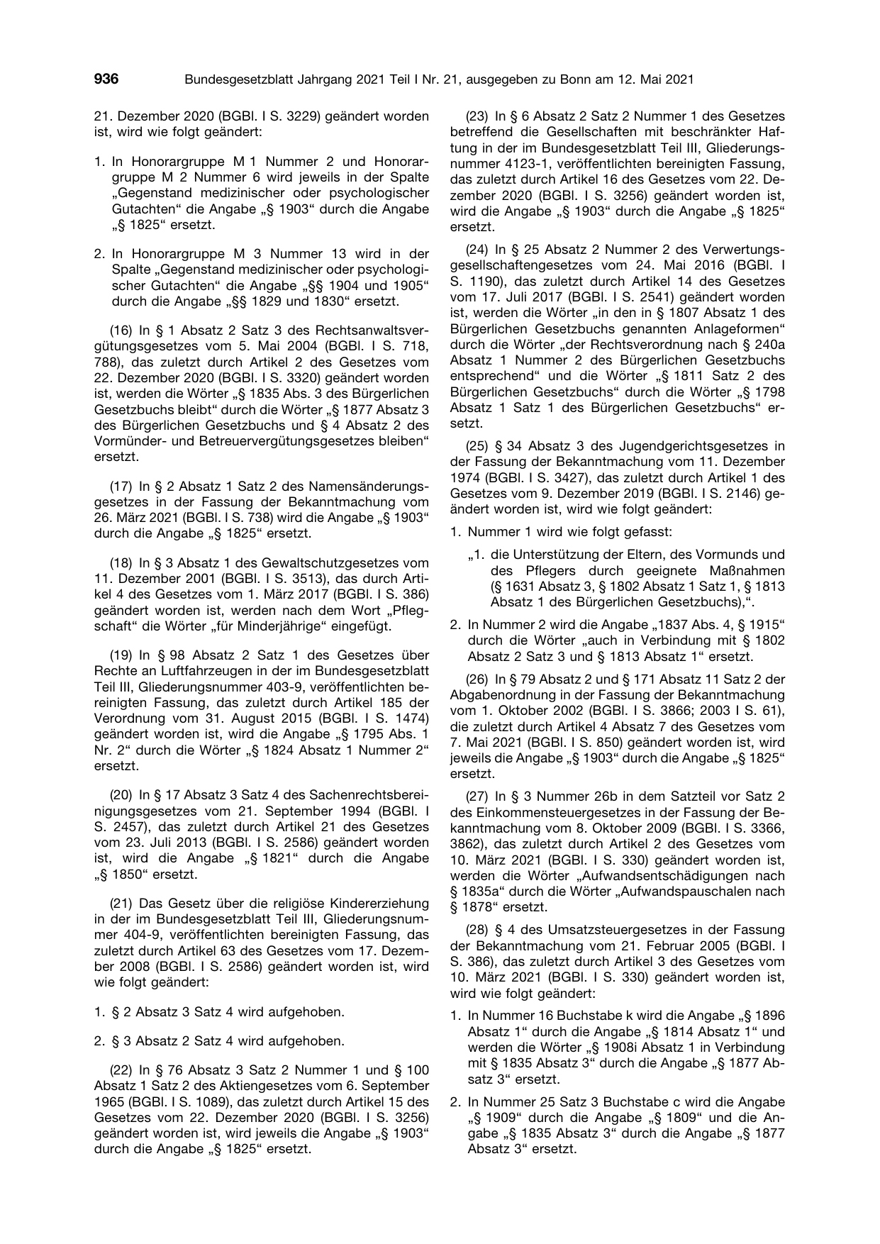 BGBl. 2021, Seite 936 — Originalseite als Abbildung