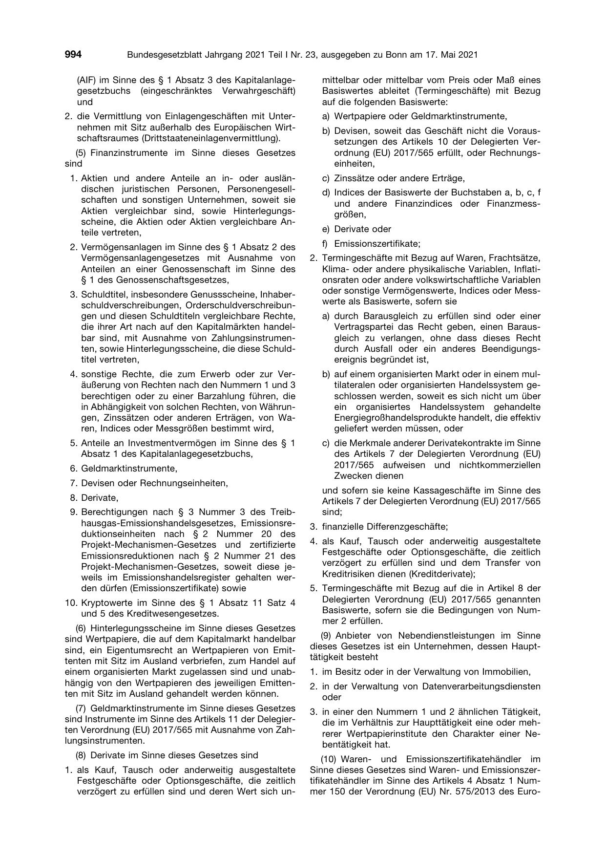 BGBl. 2021, Seite 994 — Originalseite als Abbildung