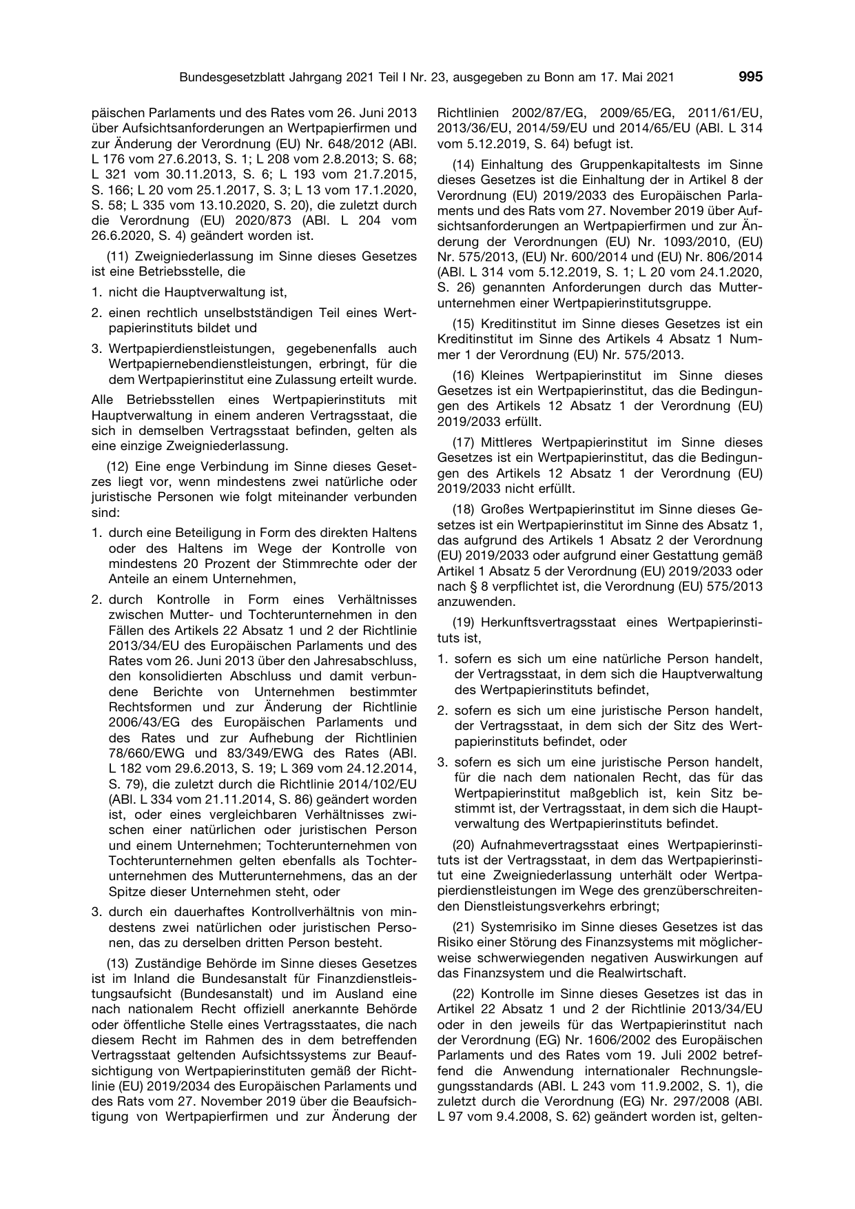 BGBl. 2021, Seite 995 — Originalseite als Abbildung