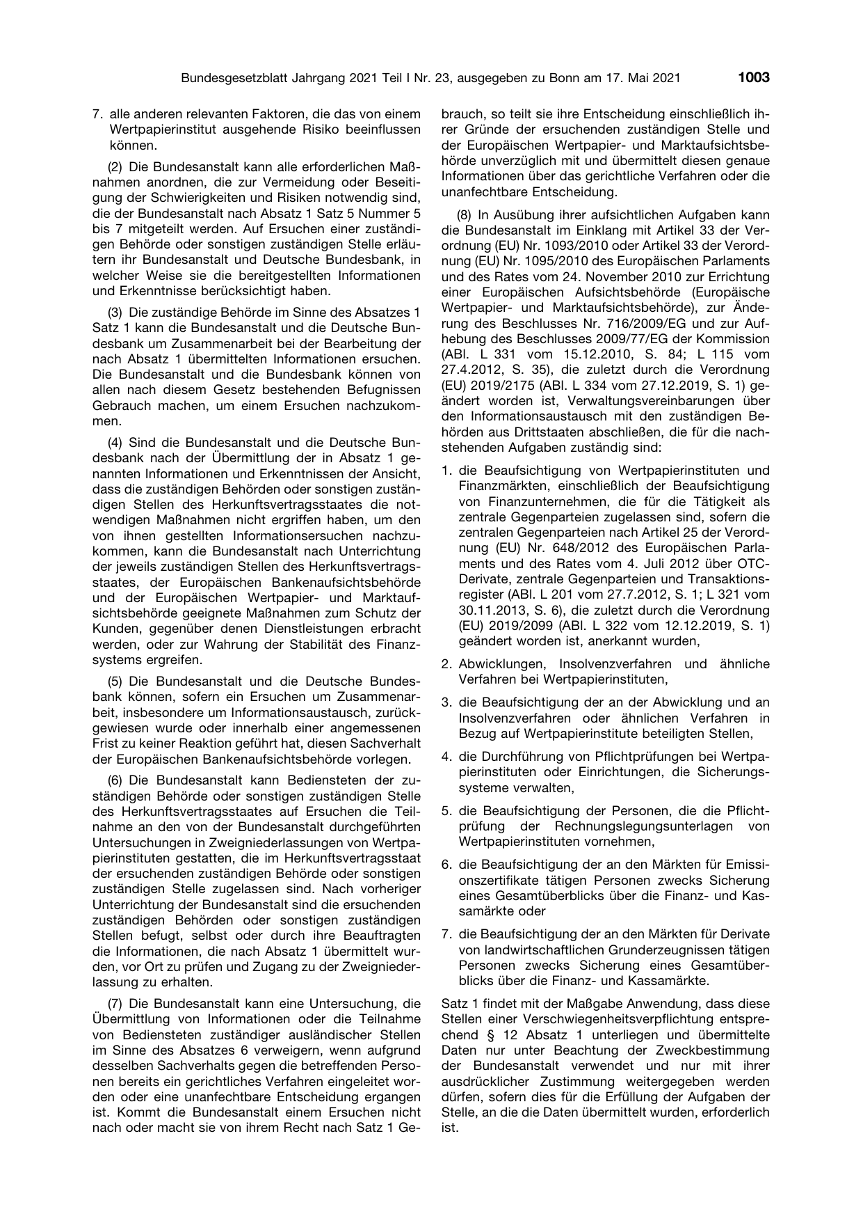 BGBl. 2021, Seite 1003 — Originalseite als Abbildung
