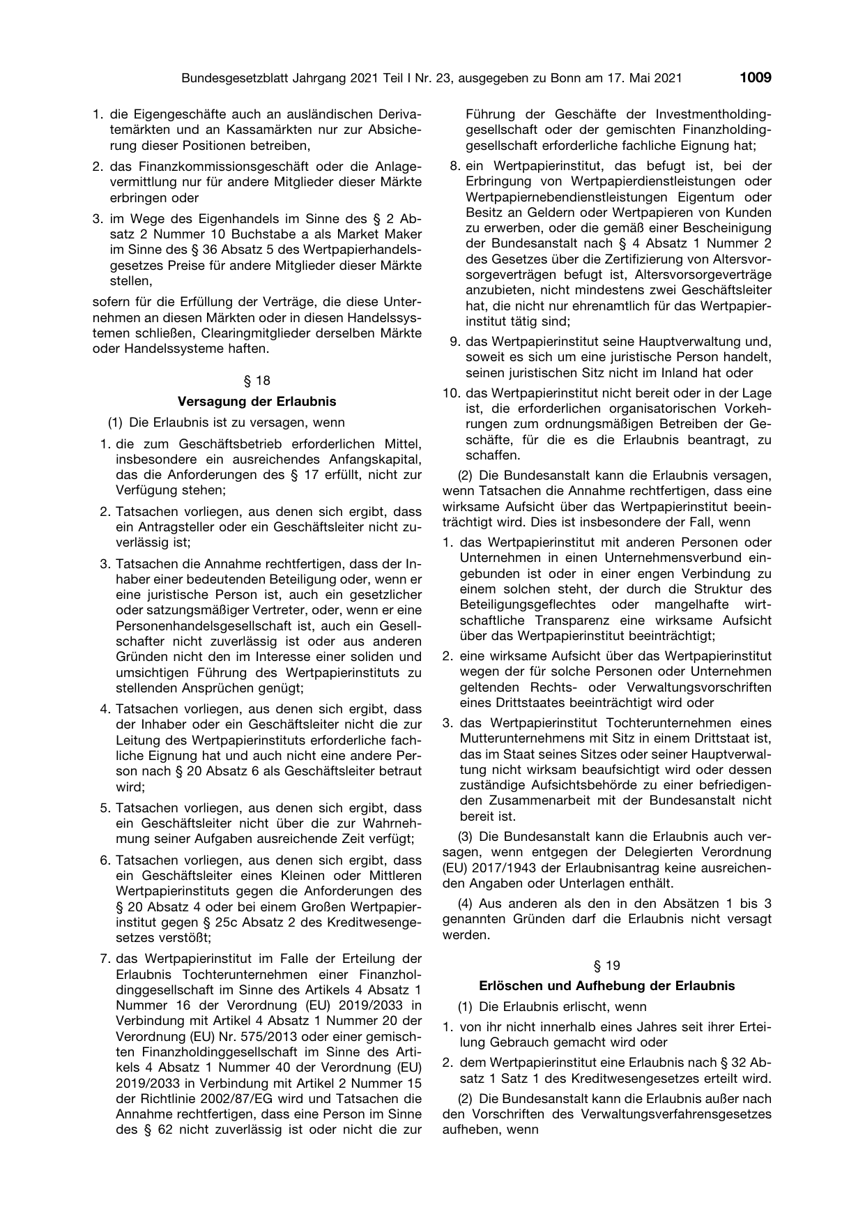 BGBl. 2021, Seite 1009 — Originalseite als Abbildung