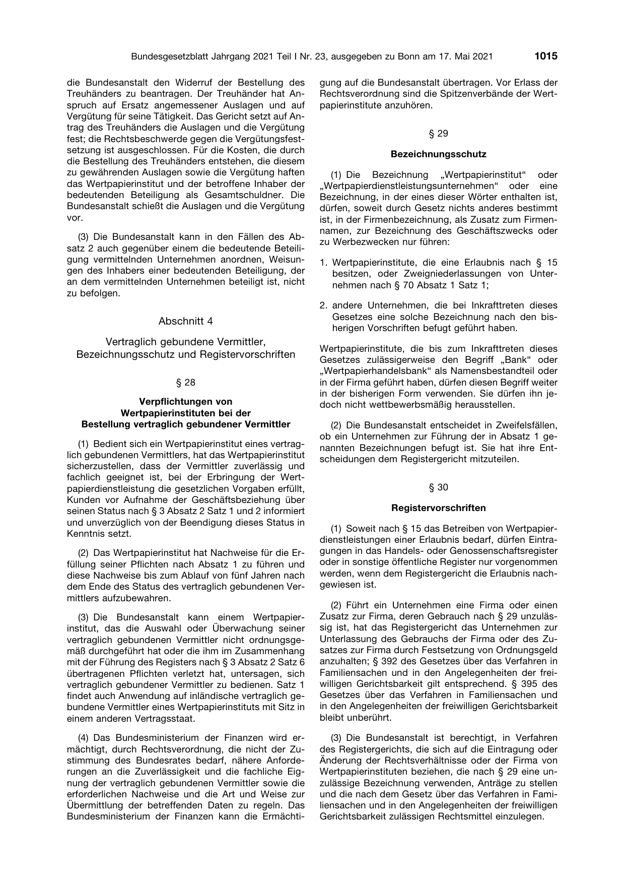 BGBl. 2021, Seite 1015 — Originalseite als Abbildung