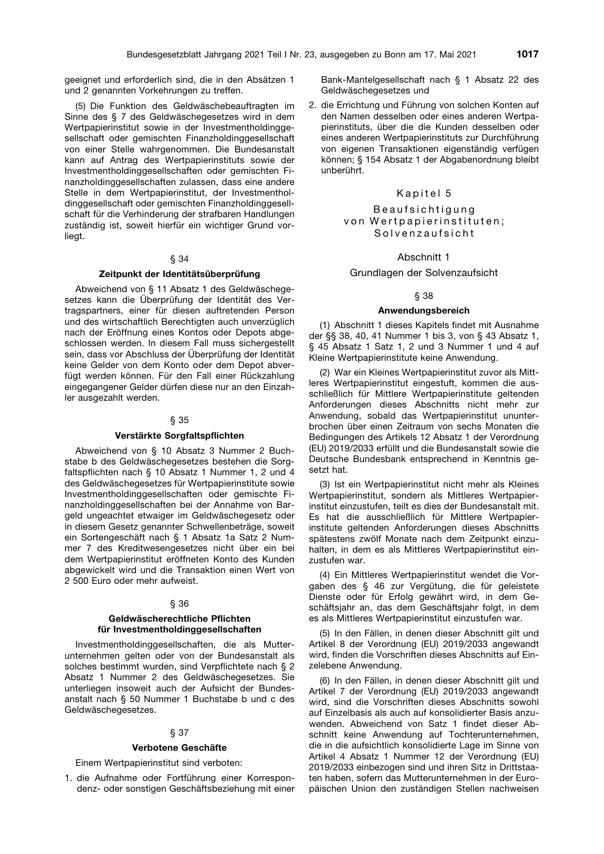 BGBl. 2021, Seite 1017 — Originalseite als Abbildung