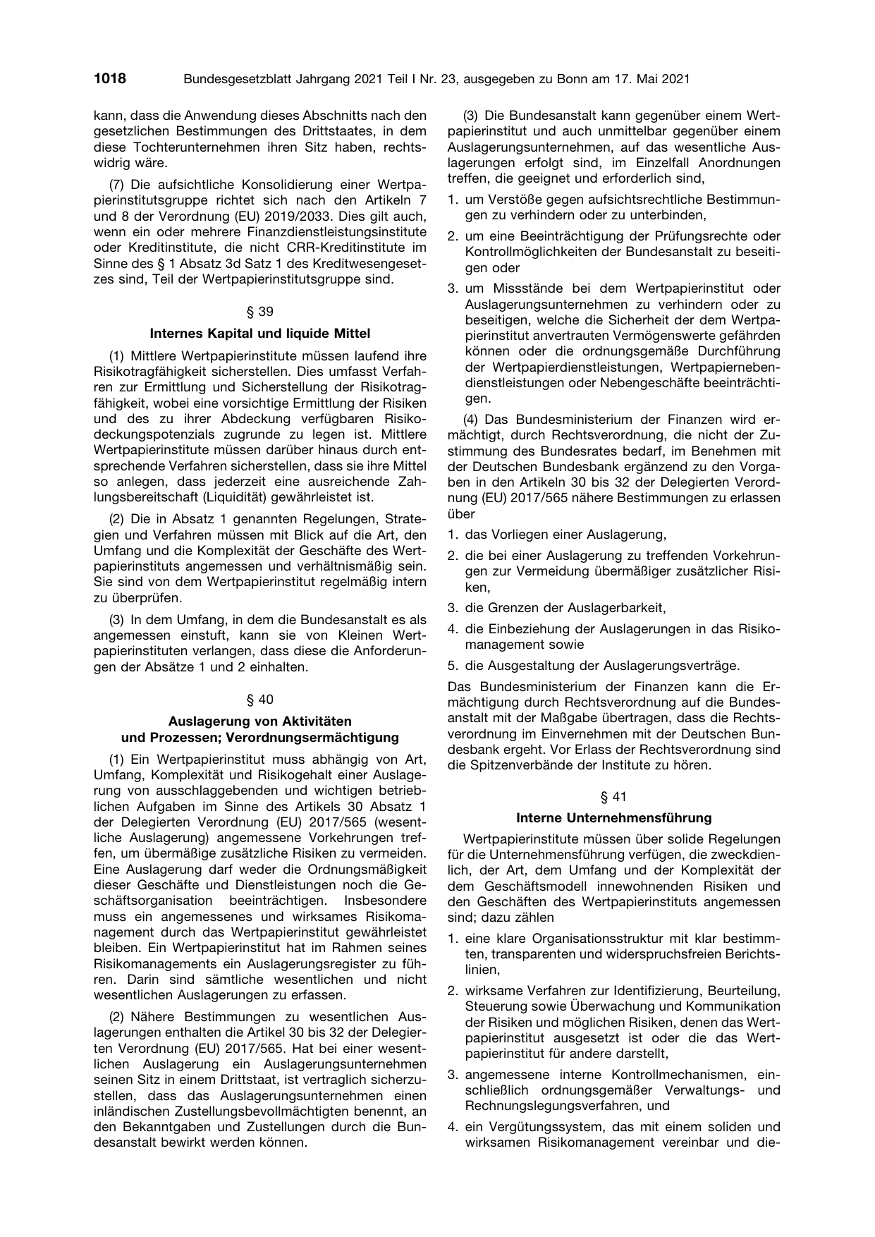 BGBl. 2021, Seite 1018 — Originalseite als Abbildung