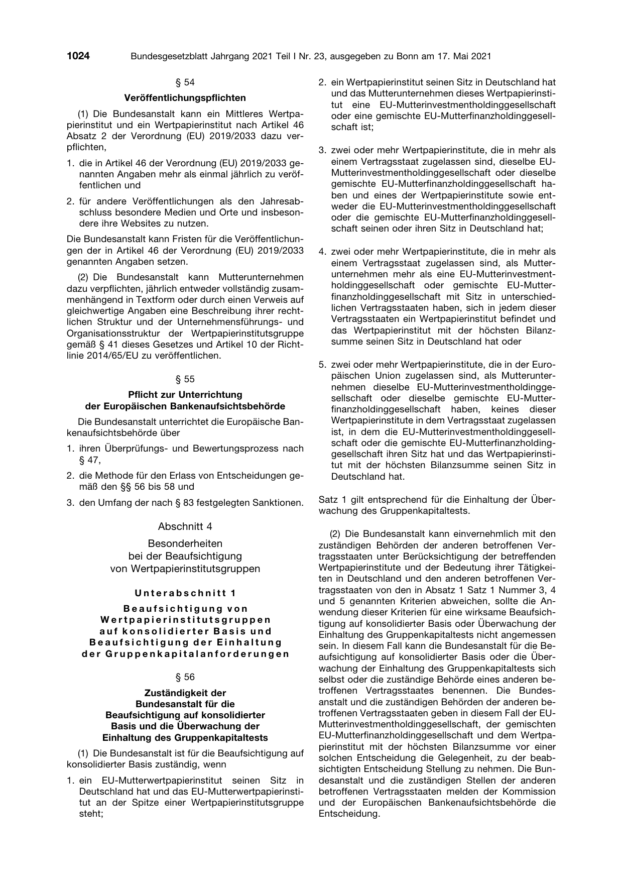 BGBl. 2021, Seite 1024 — Originalseite als Abbildung