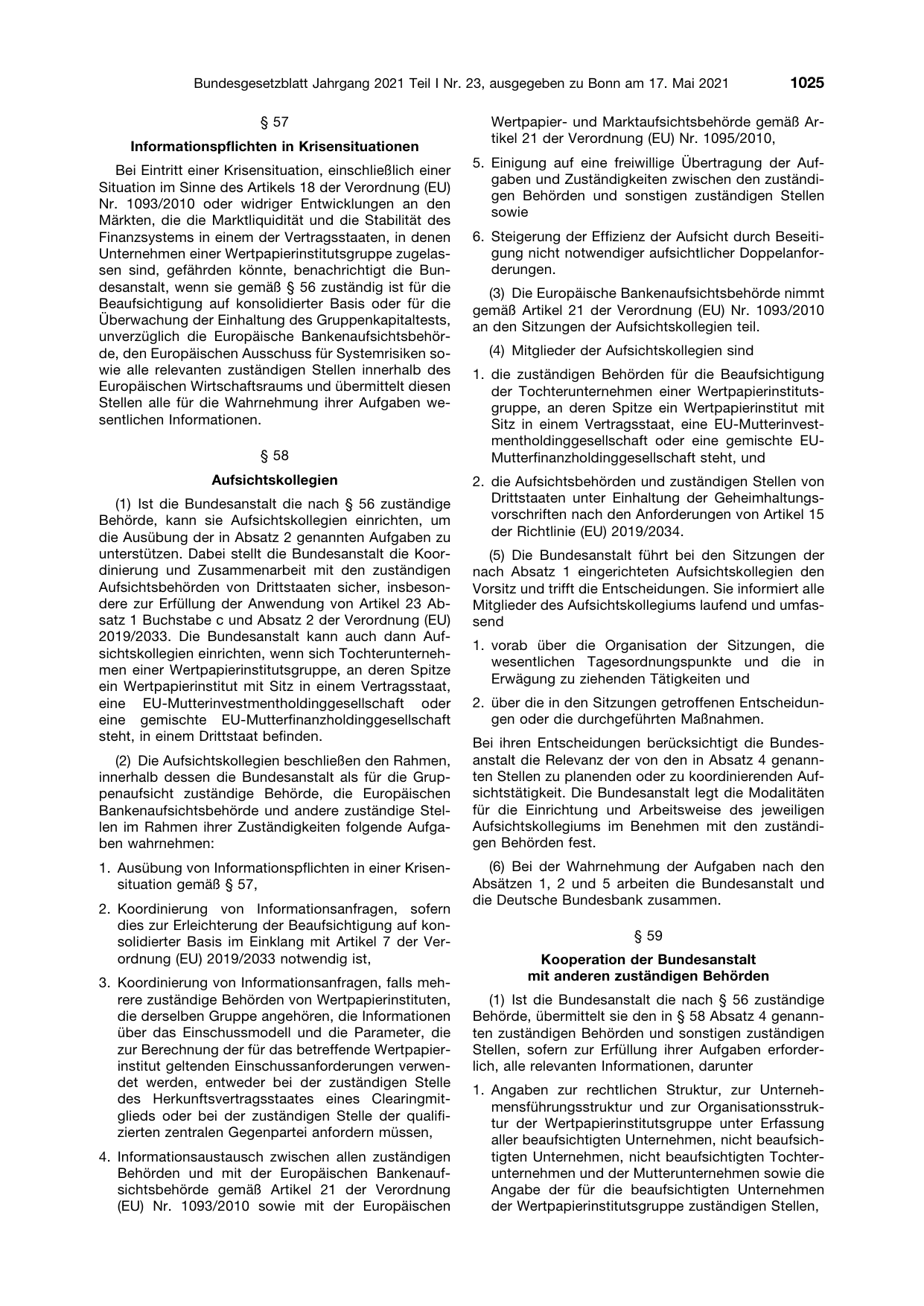 BGBl. 2021, Seite 1025 — Originalseite als Abbildung