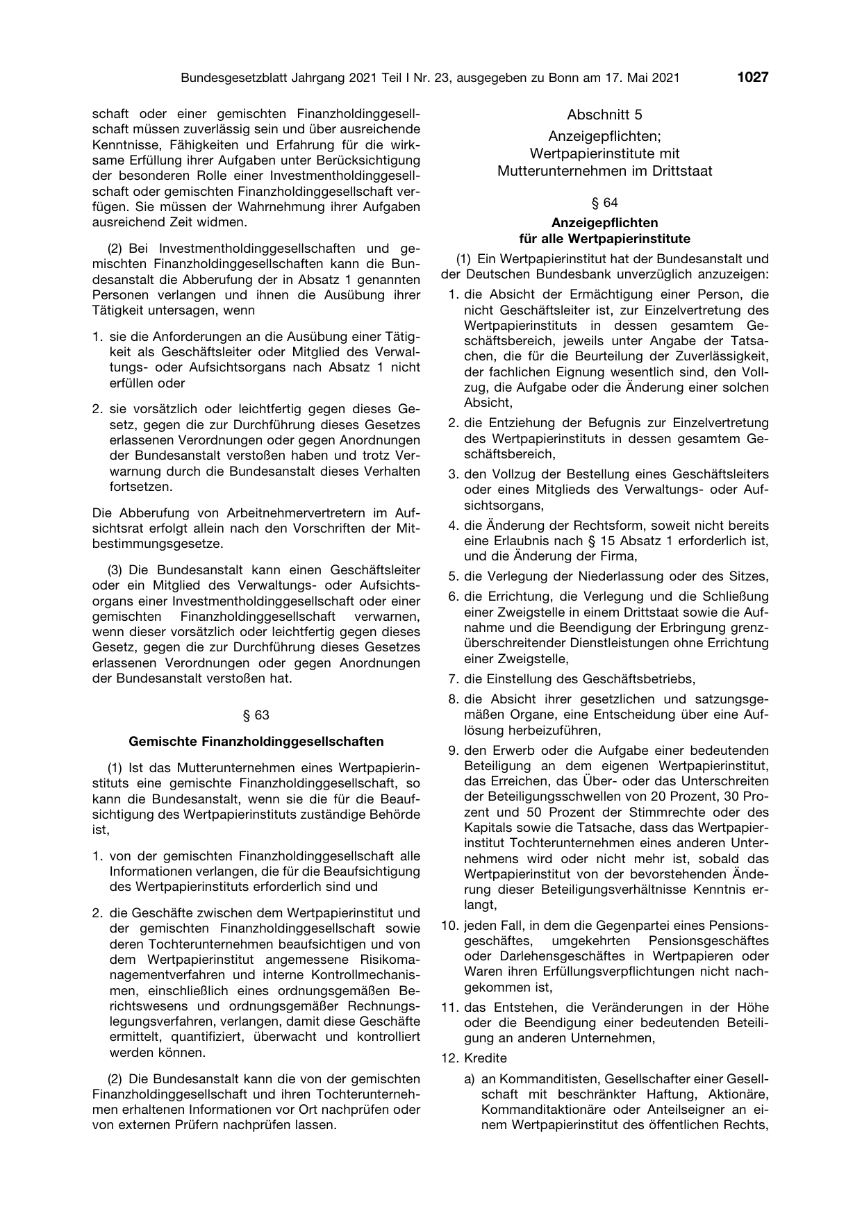 BGBl. 2021, Seite 1027 — Originalseite als Abbildung