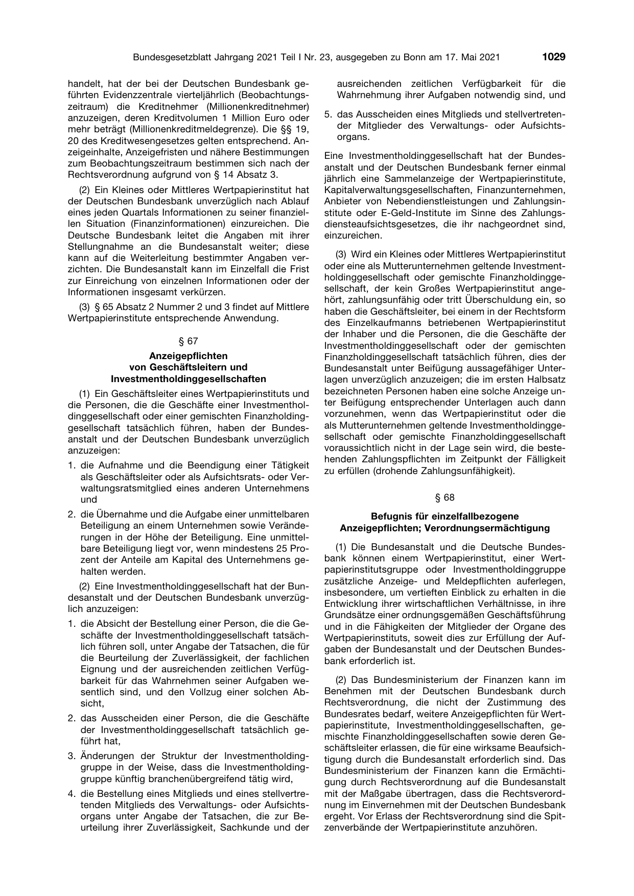 BGBl. 2021, Seite 1029 — Originalseite als Abbildung