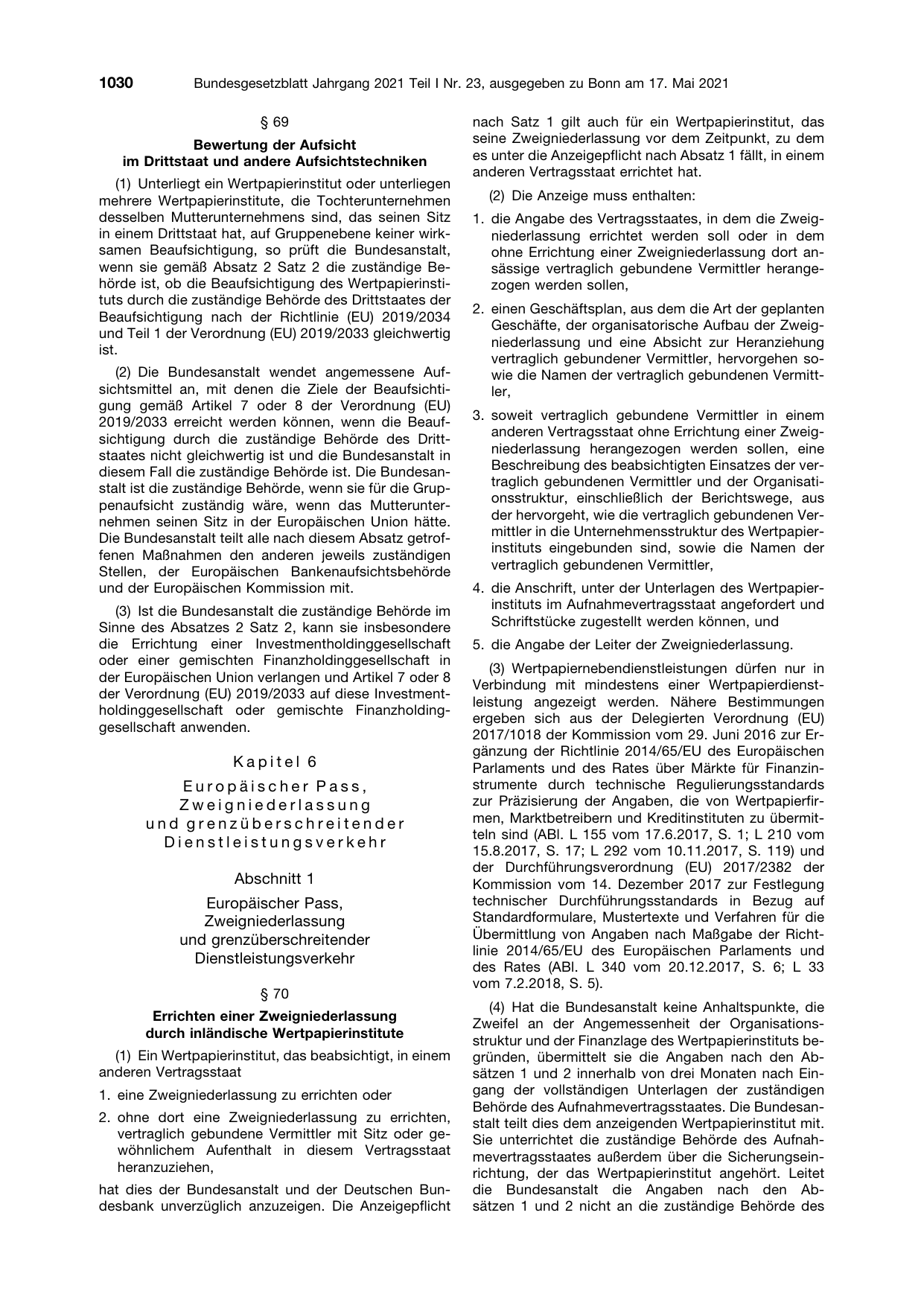 BGBl. 2021, Seite 1030 — Originalseite als Abbildung