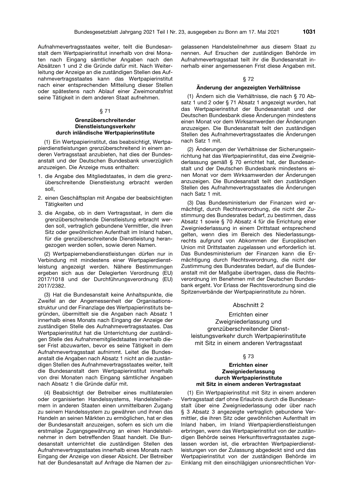 BGBl. 2021, Seite 1031 — Originalseite als Abbildung