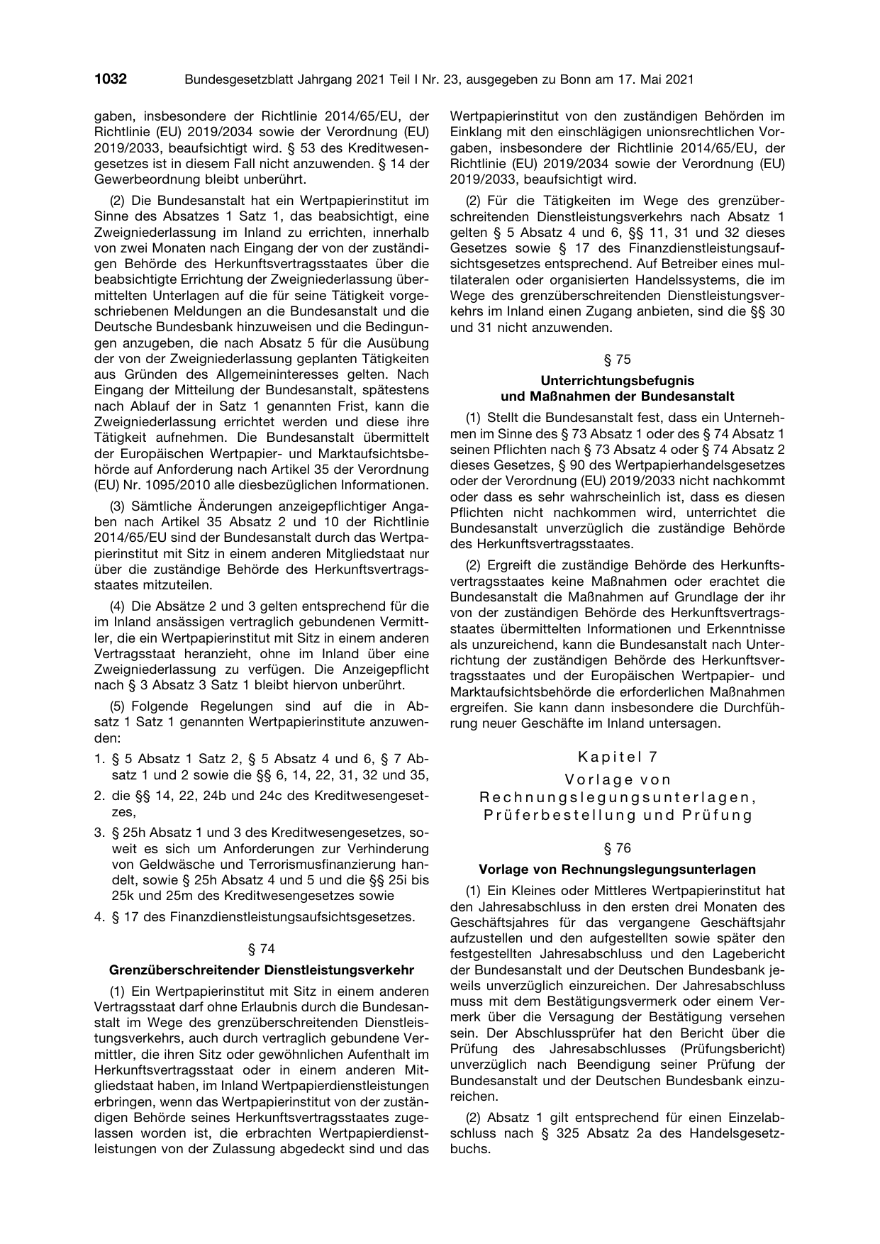 BGBl. 2021, Seite 1032 — Originalseite als Abbildung