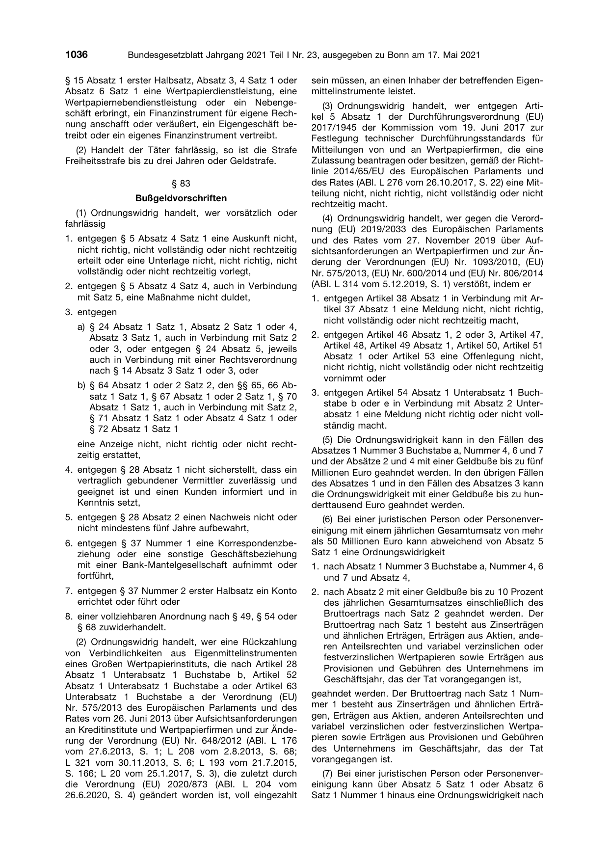 BGBl. 2021, Seite 1036 — Originalseite als Abbildung