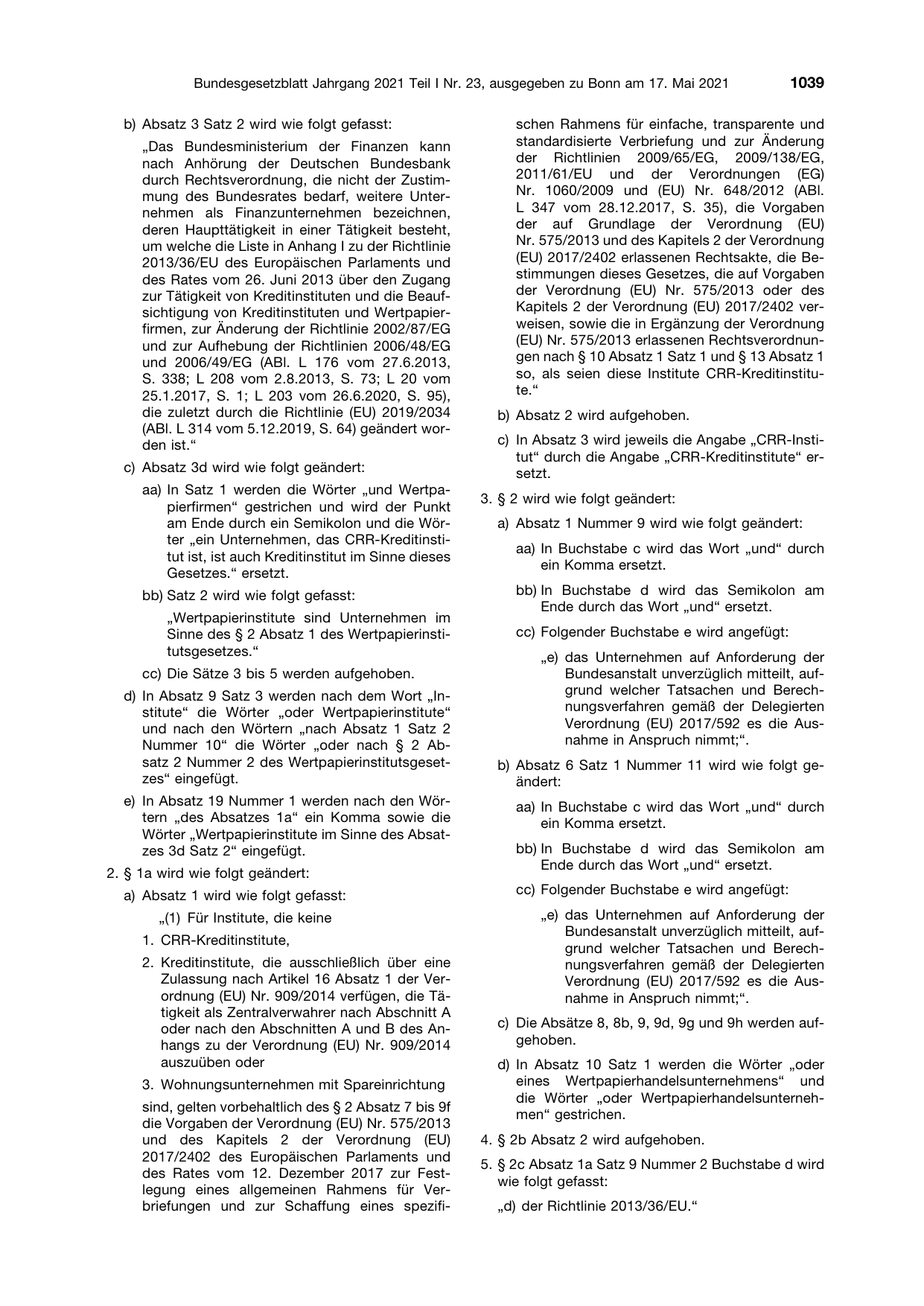 BGBl. 2021, Seite 1039 — Originalseite als Abbildung
