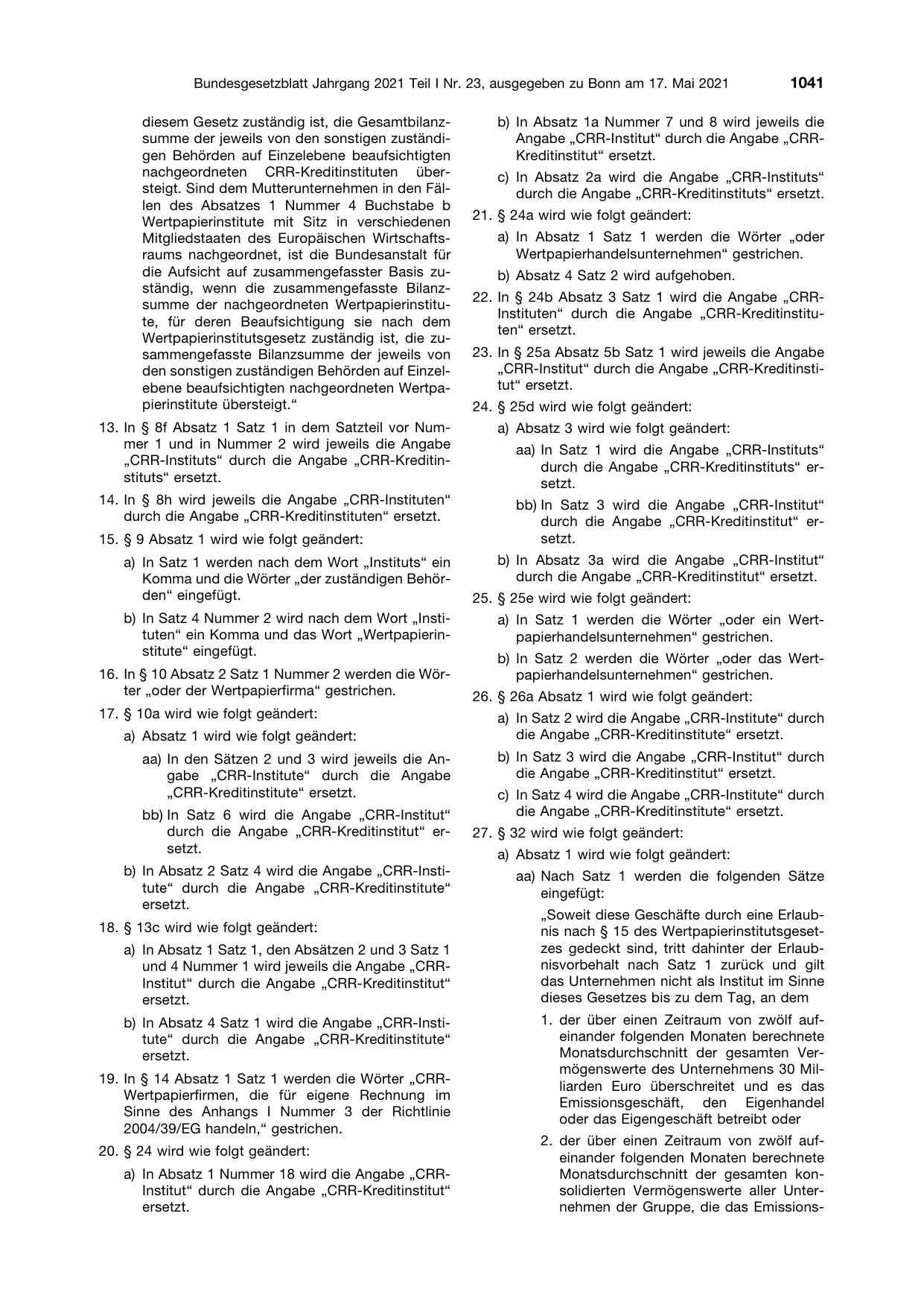BGBl. 2021, Seite 1041 — Originalseite als Abbildung