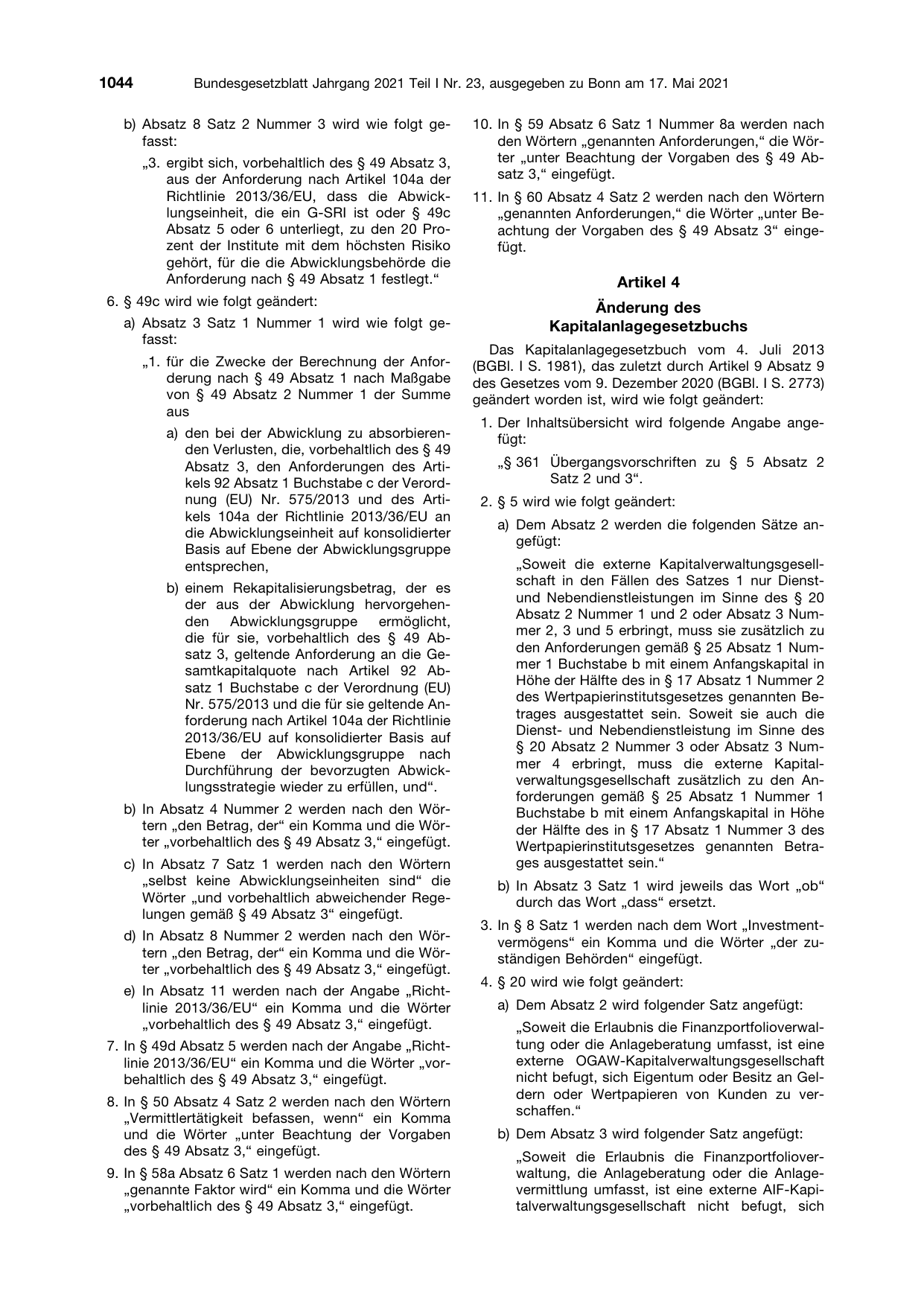BGBl. 2021, Seite 1044 — Originalseite als Abbildung