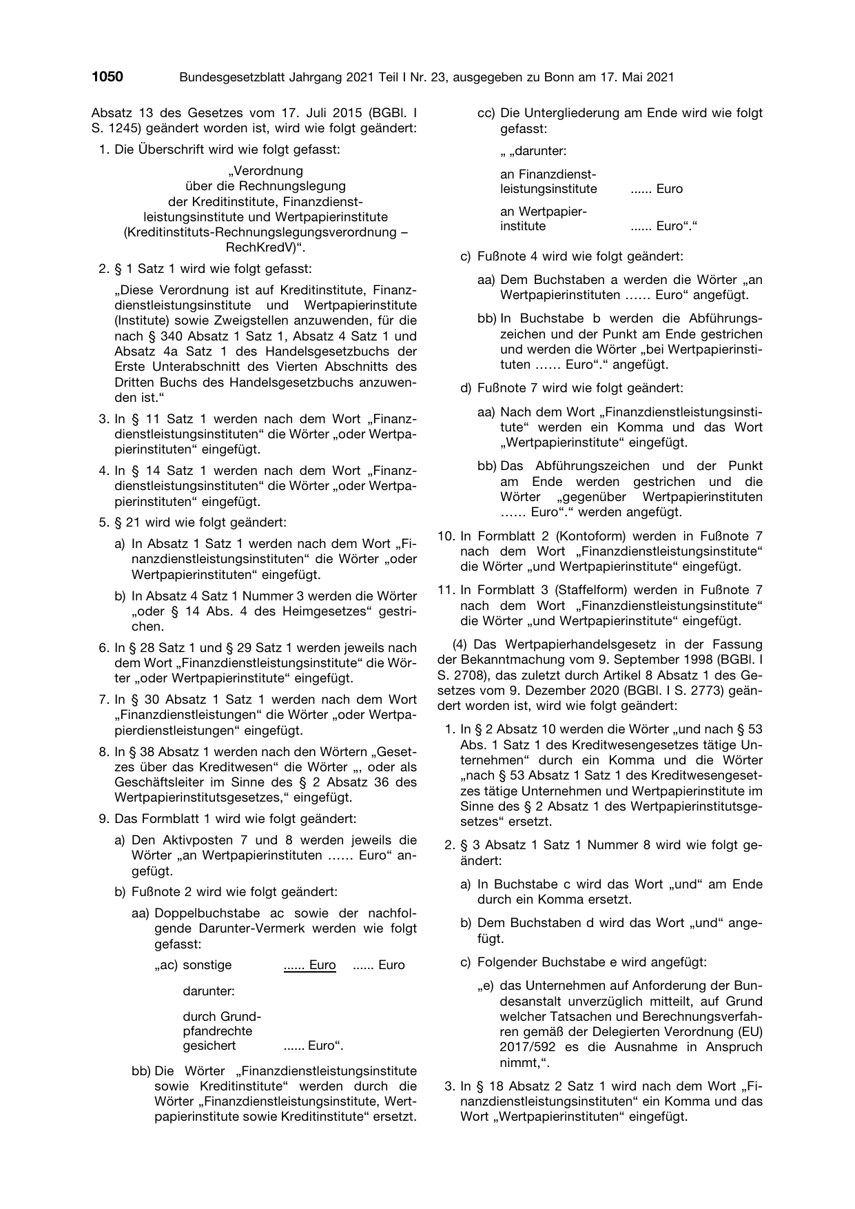 BGBl. 2021, Seite 1050 — Originalseite als Abbildung