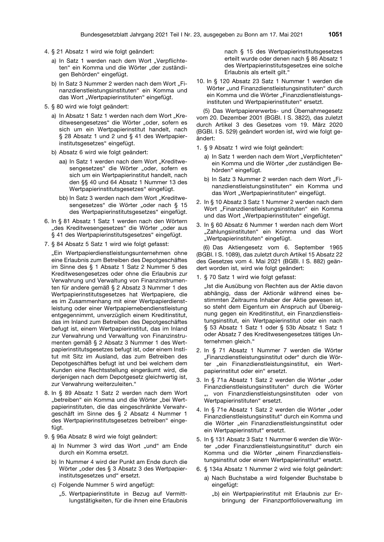 BGBl. 2021, Seite 1051 — Originalseite als Abbildung