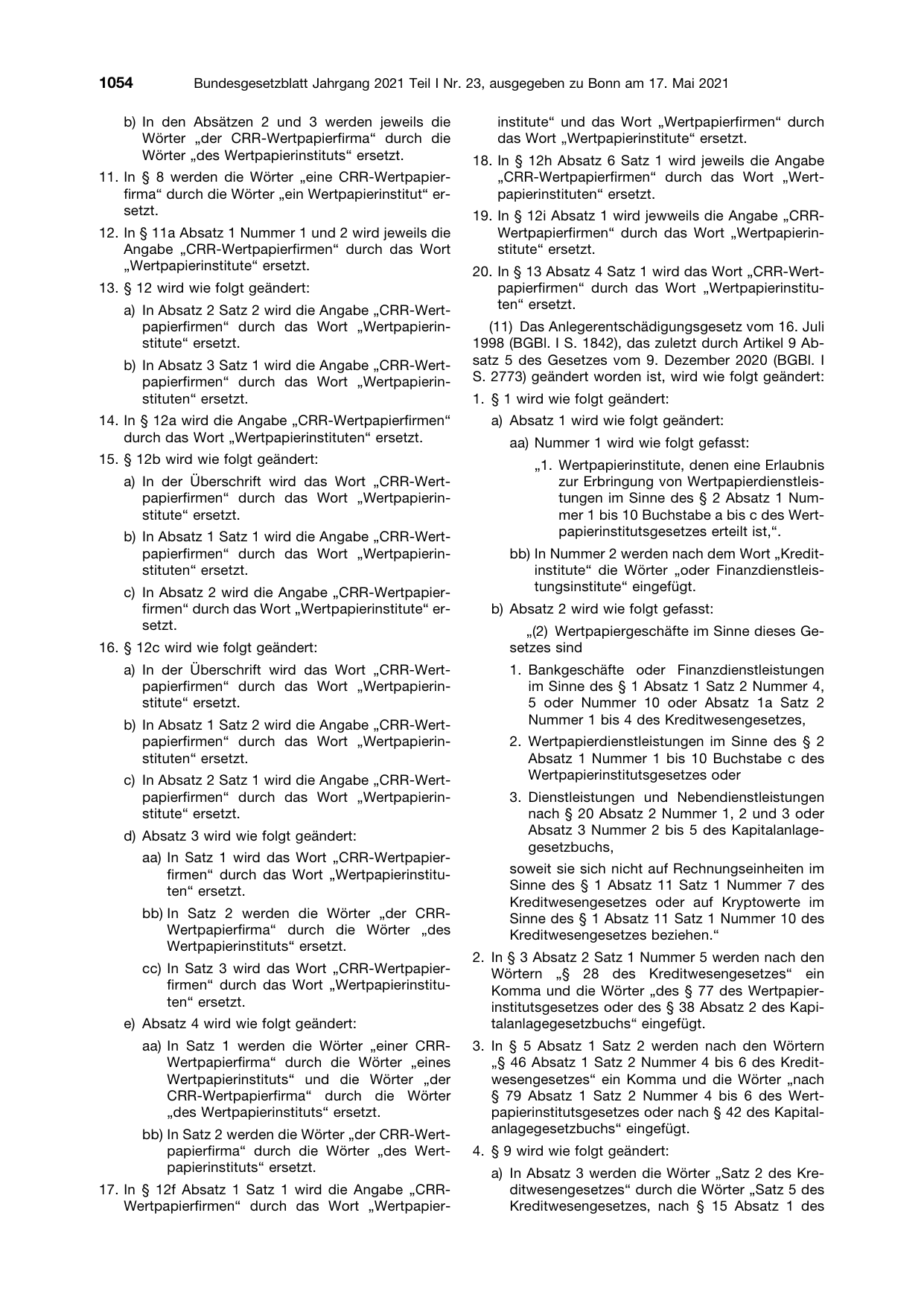 BGBl. 2021, Seite 1054 — Originalseite als Abbildung