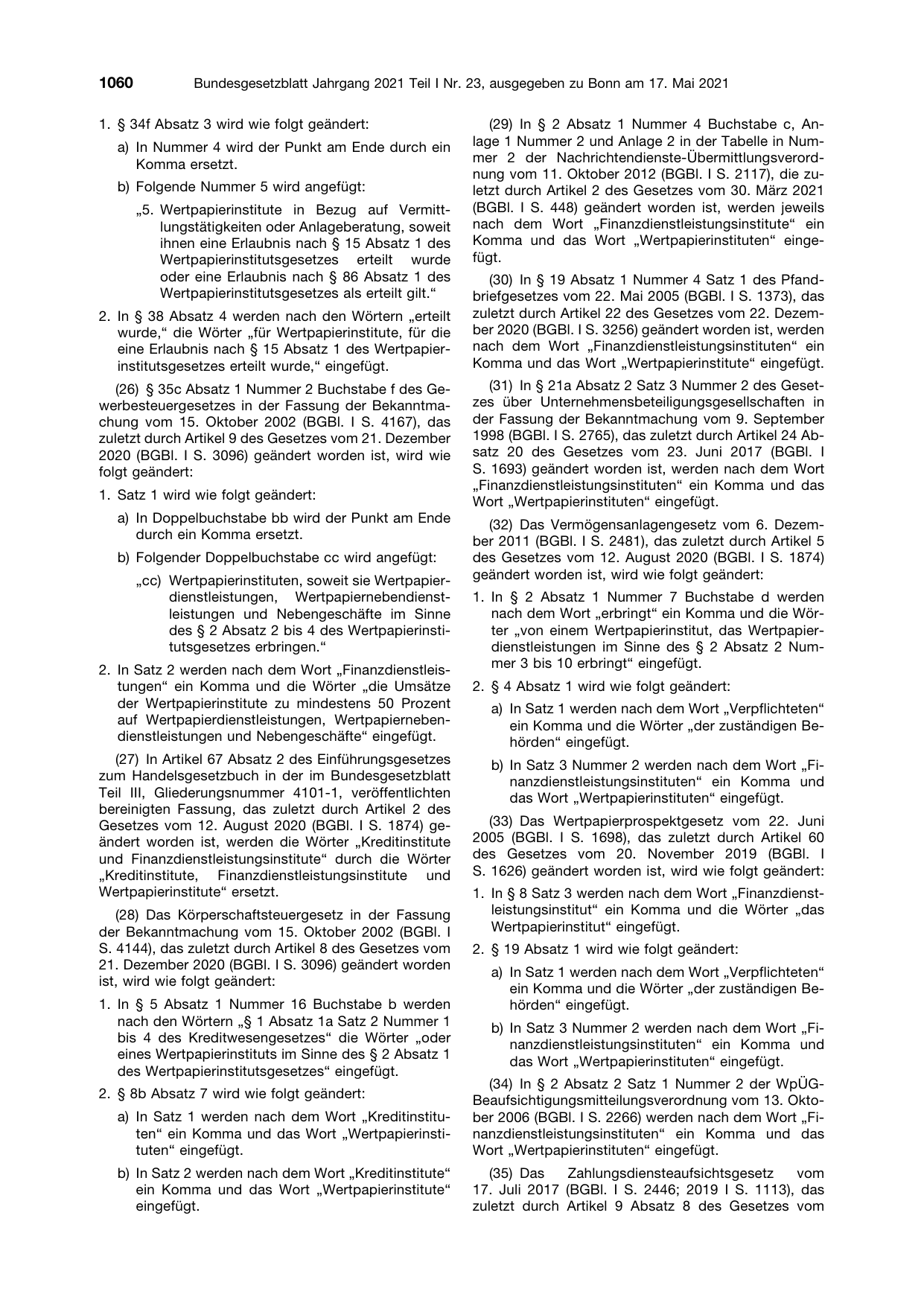 BGBl. 2021, Seite 1060 — Originalseite als Abbildung