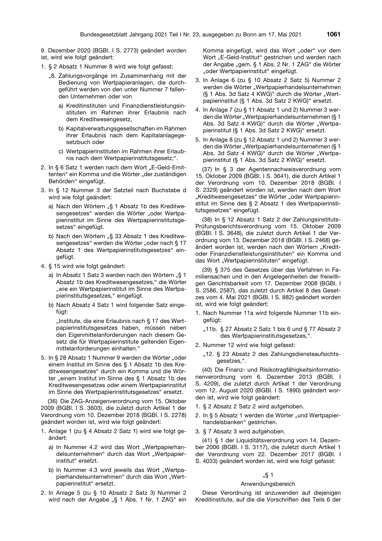 BGBl. 2021, Seite 1061 — Originalseite als Abbildung