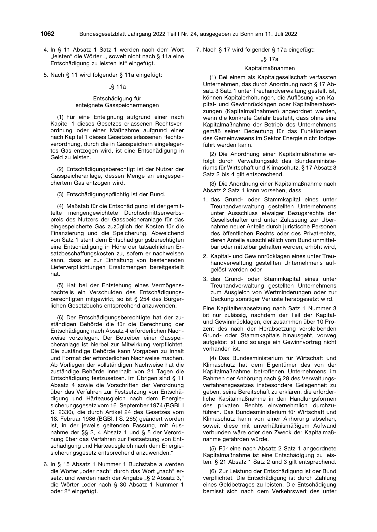 BGBl. 2022, Seite 1062 — Originalseite als Abbildung
