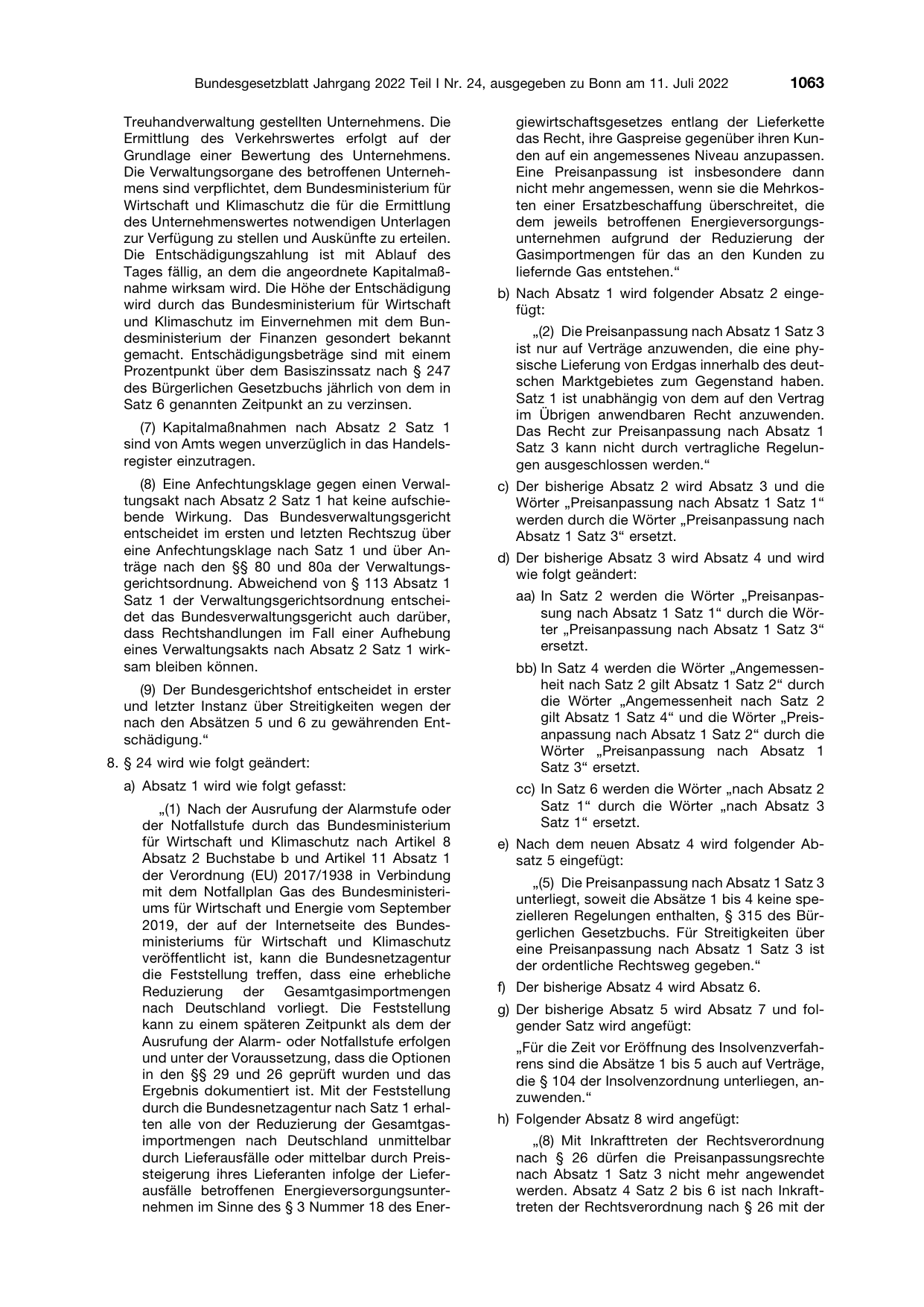 BGBl. 2022, Seite 1063 — Originalseite als Abbildung