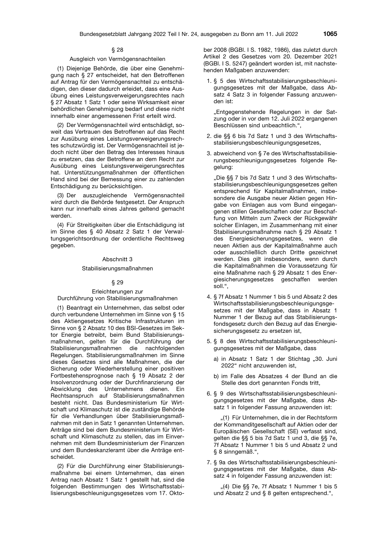 BGBl. 2022, Seite 1065 — Originalseite als Abbildung