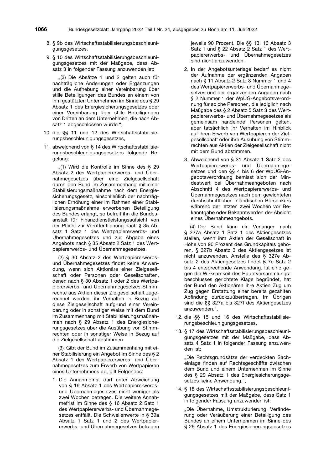 BGBl. 2022, Seite 1066 — Originalseite als Abbildung